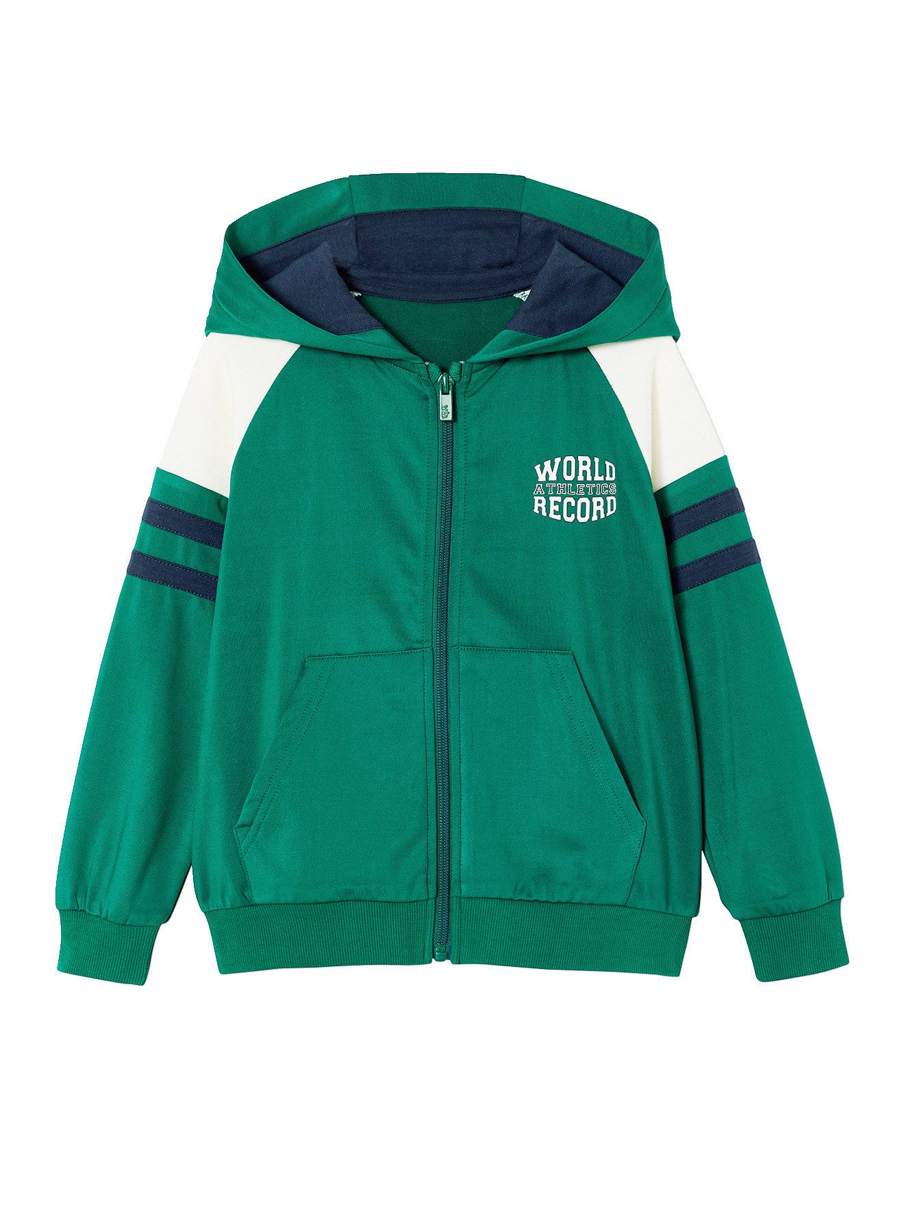 vertbaudet Fleecepullover Jungen Sportjacke mit Kapuze und Reißverschluss Reißverschluss