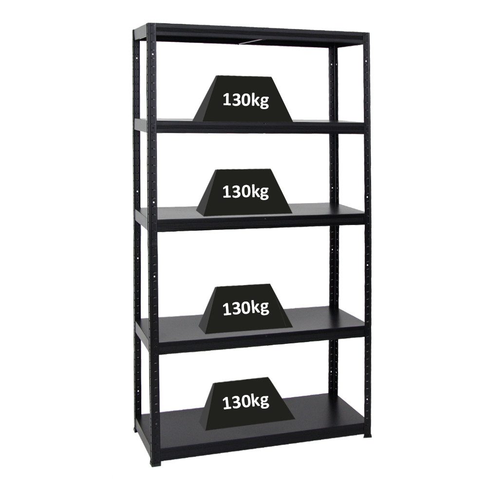 PROREGAL® Schwerlastregal Stabiles Metallsteckregal STEEL EAGLE mit 5 Fachböden aus Stahl, Stabiles Kellerregal Stahlregal 130kg Fachlast sowie 650kg Gesamtlast