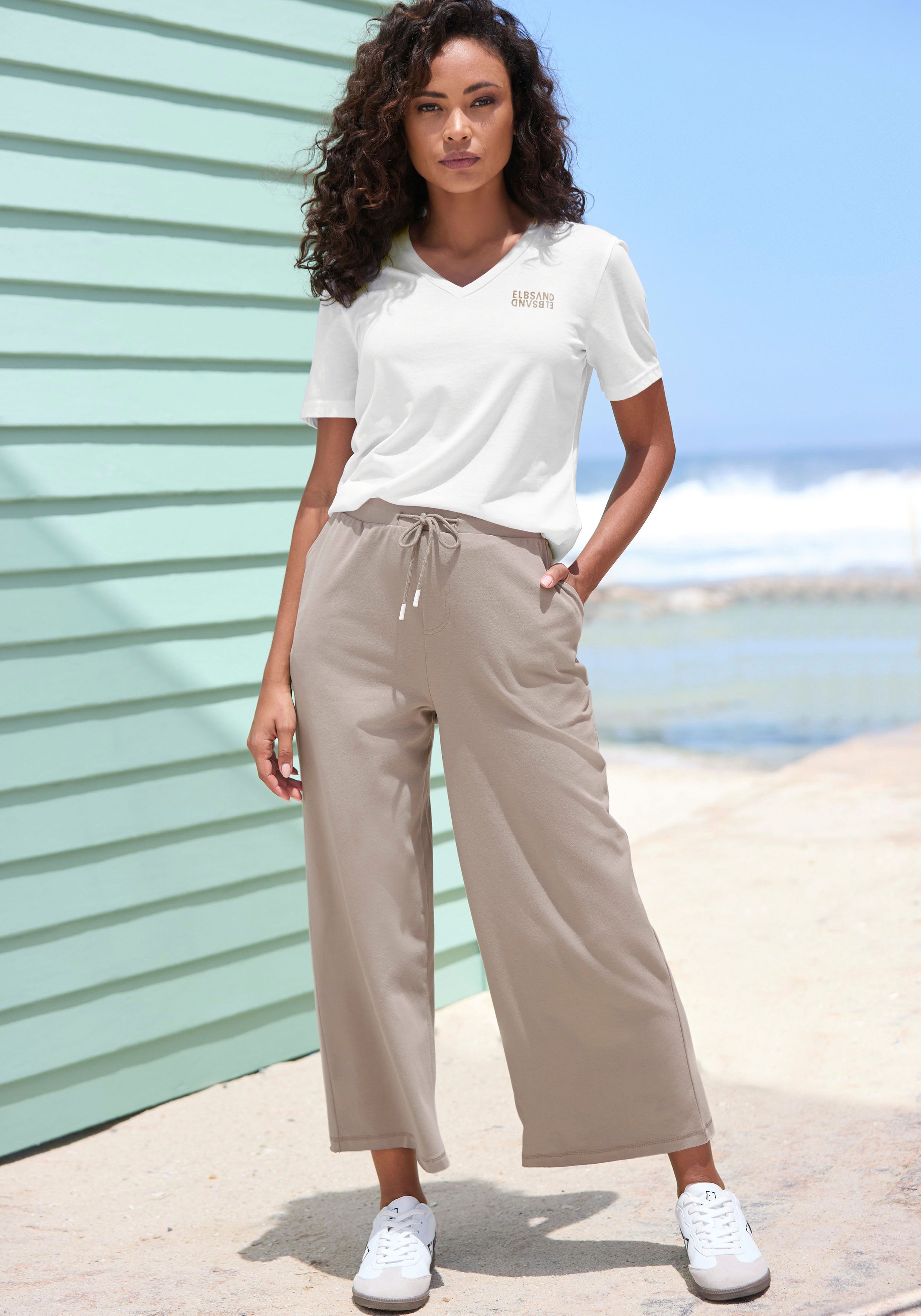 Elbsand V-Shirt Pajuk mit Logoprint, Kurzarmshirt, Basic