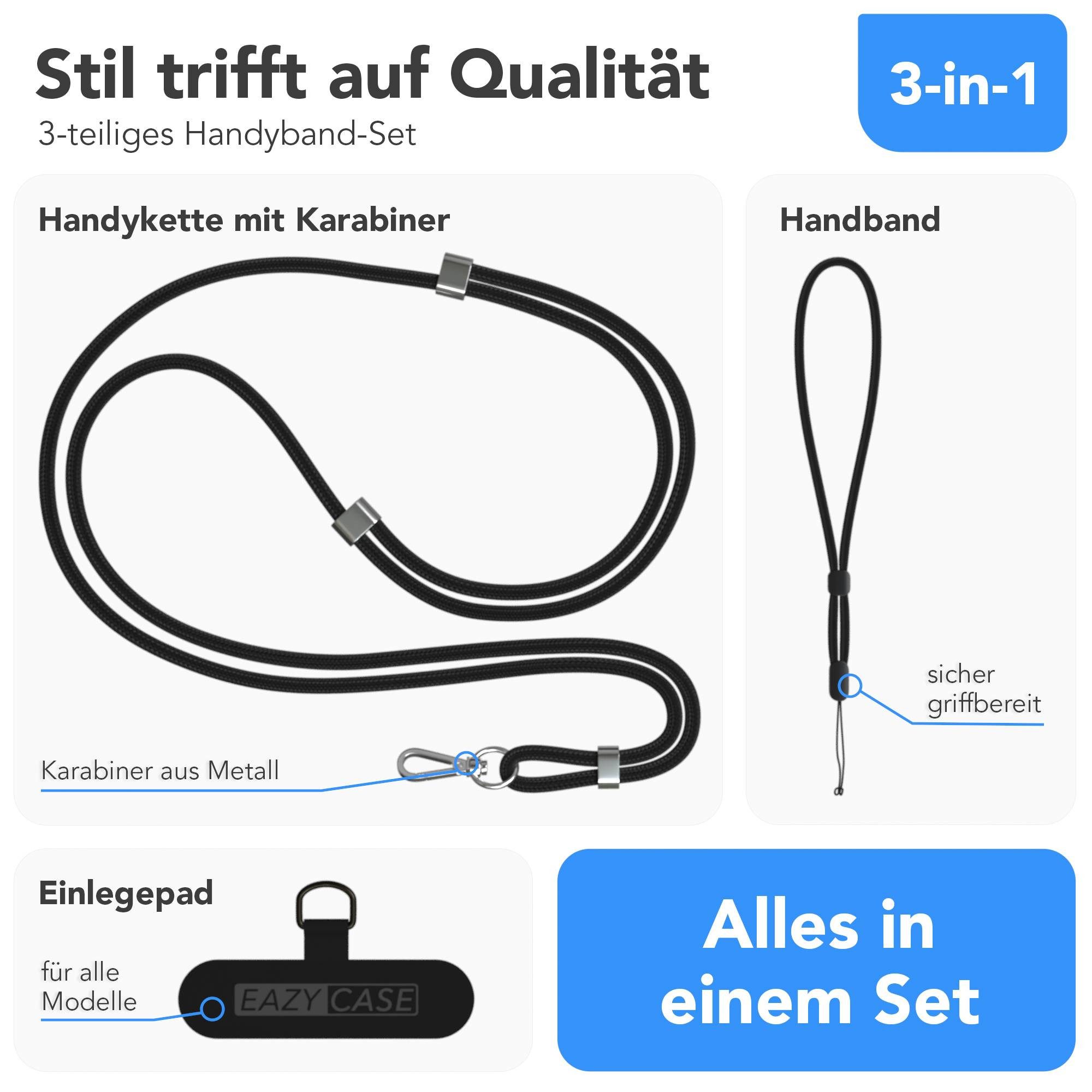 EAZY CASE Handykette Universal Handykette für alle Modelle zum Umhängen, Kette zum Umhängen Pad mit Kordel Uni Smartphonekette Schwarz Black – Bild 5 von 5