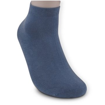 Die Sockenbude Sneakersocken UNI (Bund, 4-Paar, mit Soft Piqué-Bund) blau, grau