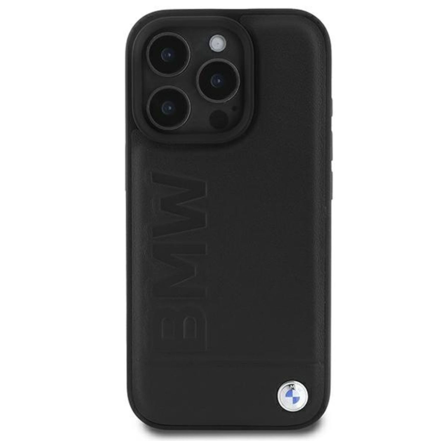 BMW Smartphone-Hülle BMW Apple iPhone 16 Pro Hardcase Schutzcase Leather Hot Stamp Schwarz