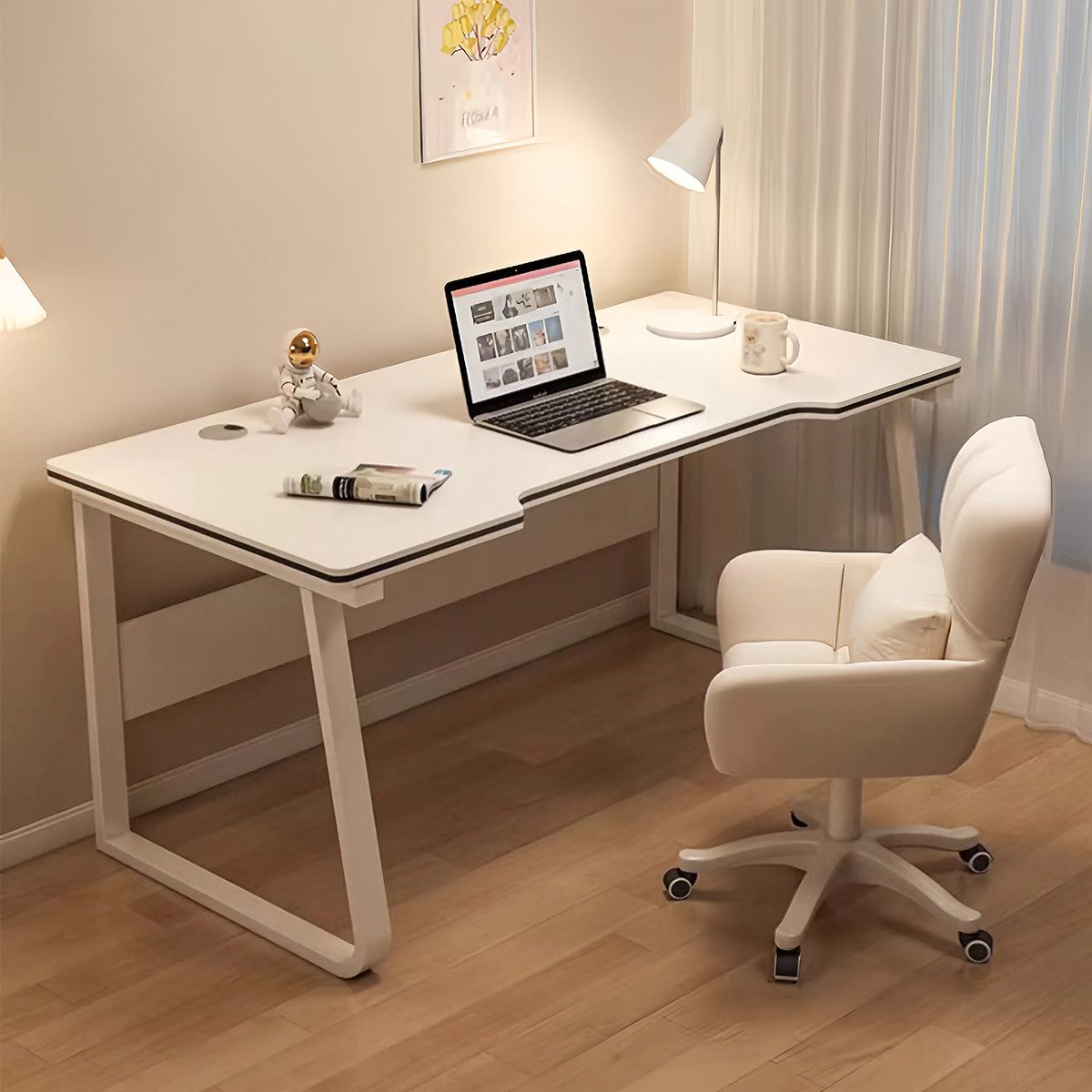 HDHNBA Computertisch moderner Schreibtisch aus Holzoptik‑Material, 80/100/120cm (1-St), für Zuhause und Büro, geeignet für Arbeit, Lernen und Gaming