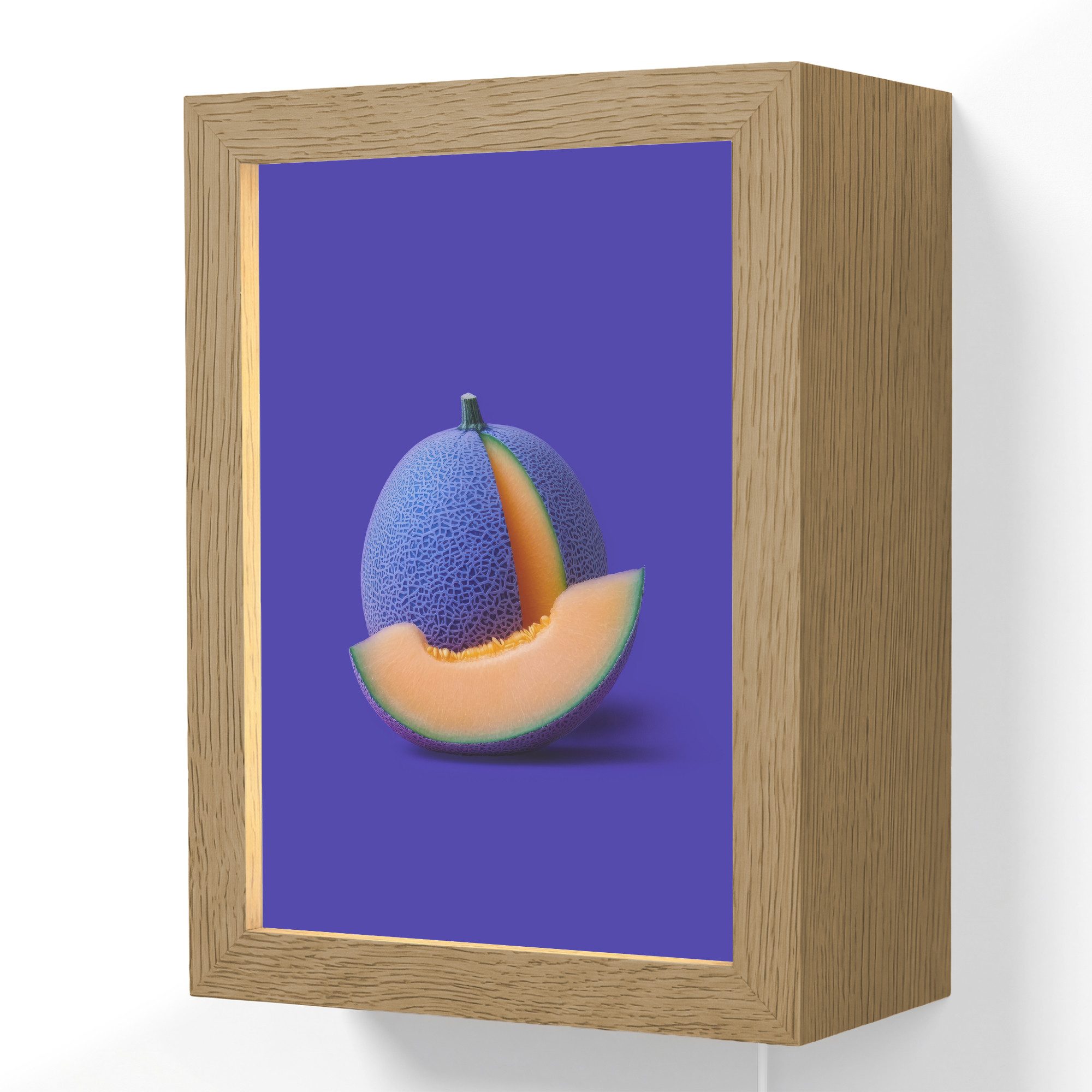 OnlyWow Wandleuchte Lightframe Melone - Blau - Orange - Kunstvoll, Dimmbar, Farbwechsel, LED, Warmweiß, Kaltweiß, Neutralweiß Einstellbar, Wandlampe Innen, Dimmbar, mit Kabel, LED, Beleuchtung, Wohnzimmer