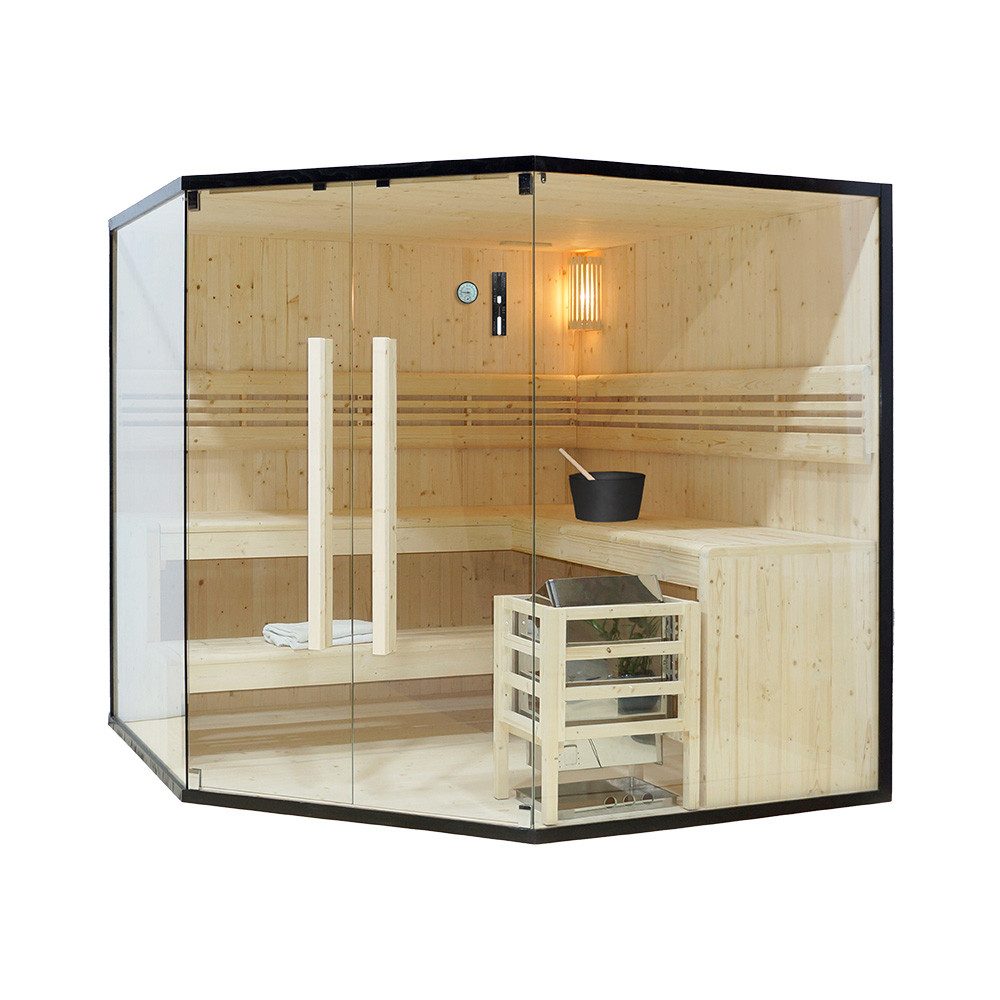 HOME DELUXE Sauna Traditionelle Sauna SHADOW - XL BIG, BxTxH: 200 x 200 x 190 cm, für bis zu 6 Personen, inkl. 8 kW Saunaofen, hochwertige Fichte