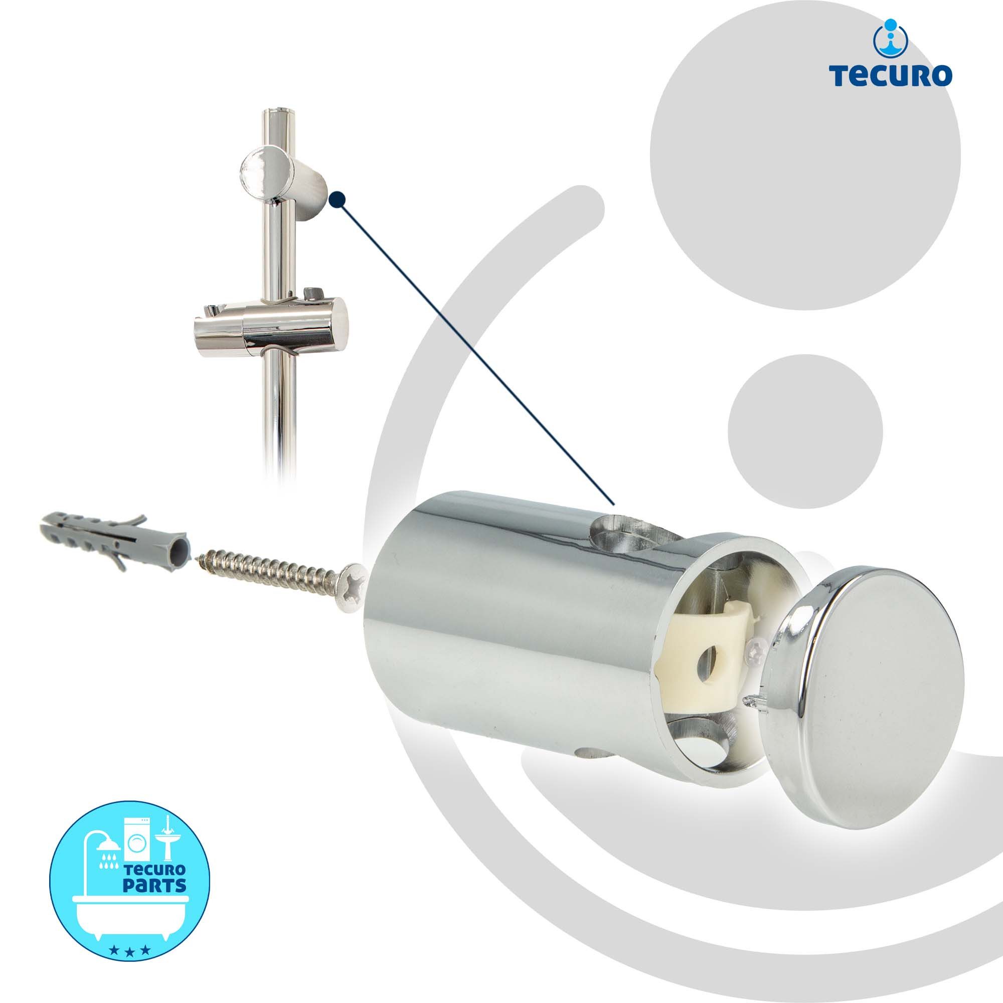 tecuro Duschstange 100 cm Wandstange SUN - mit variablen Wandbefestigungen, verchromt