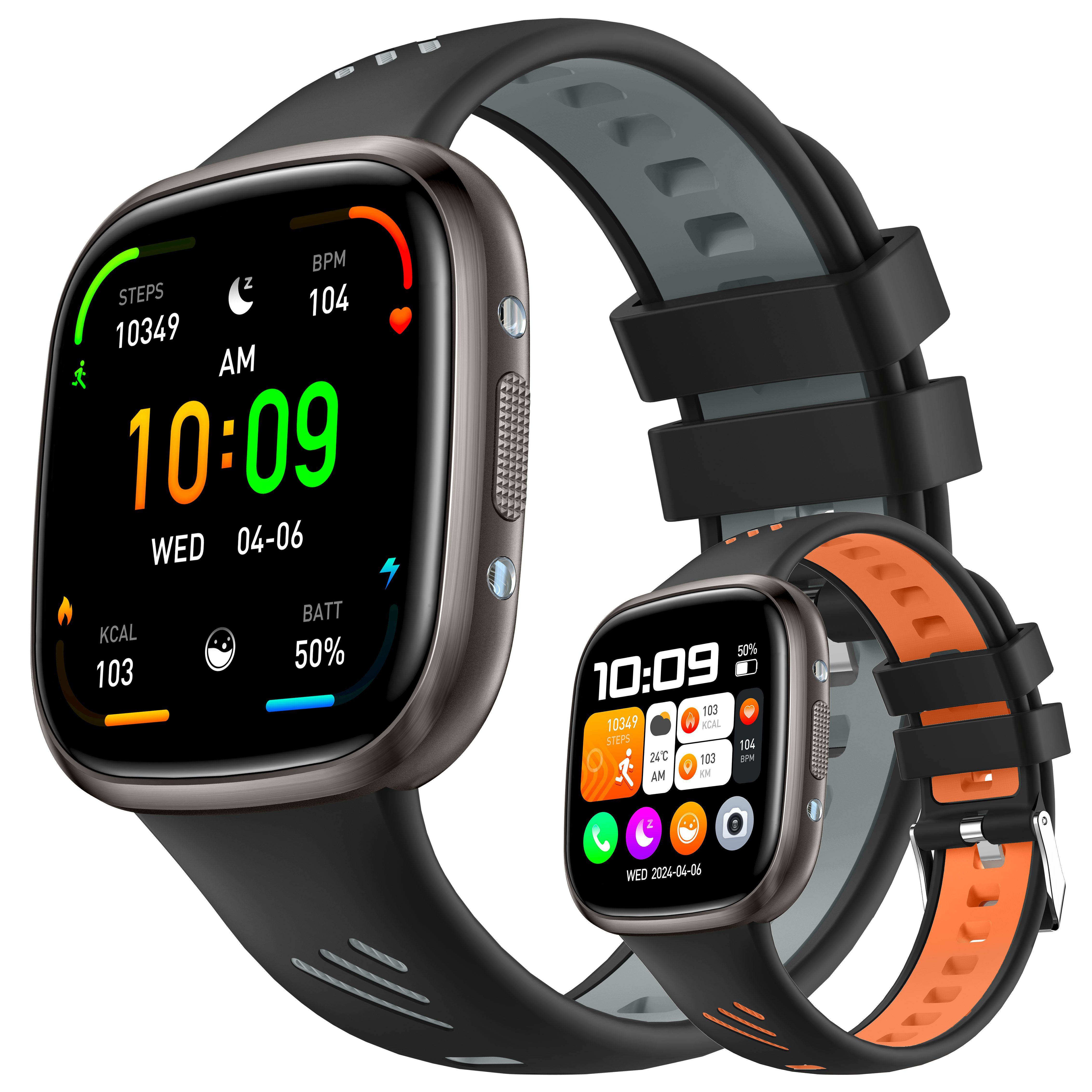 Fyrove Smartwatch Damen Herren, 1,72" HD Touch Fitnessuhr mit Telefonfunktion Smartwatch Smart Watch Fitness Tracker Uhr mit Pulsmesser, Schlafmonitor Schrittzähler Musiksteuerung,Sportmodi, Aktivitätstracker, IP68 Wasserdicht Sportuhr für iOS Android