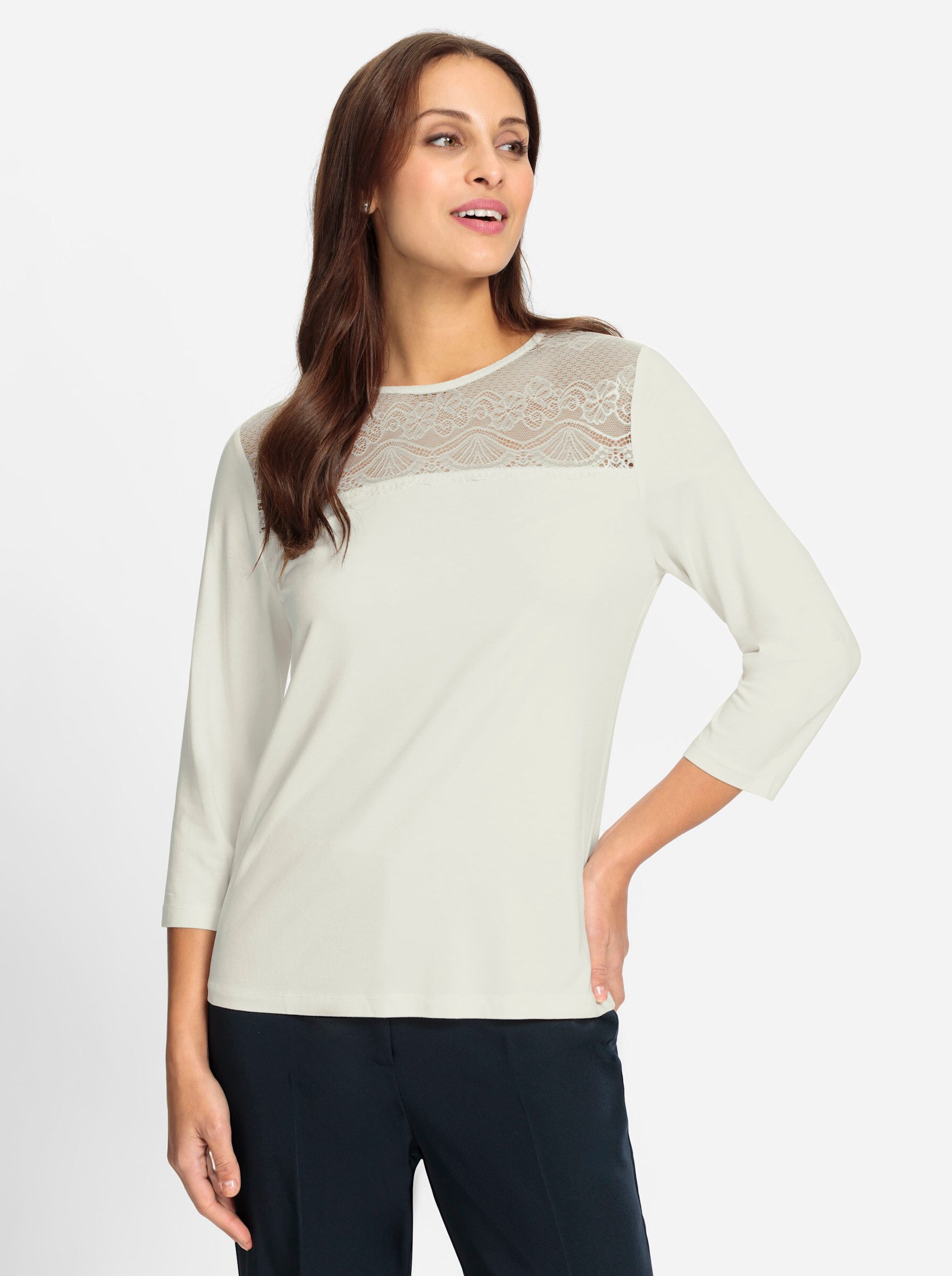 T-Shirt Spitzen-Shirt 3/4-Arm