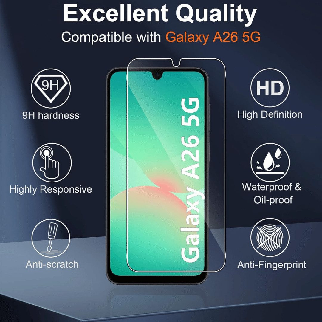 SmartUP Displayschutzglas 2X Schutzglas für Samsung Galaxy A26 5G Panzerfolie Display Full 9H für Für Samsung Galaxy A26 5G, kompletter Displayschutz – Bild 3 von 5