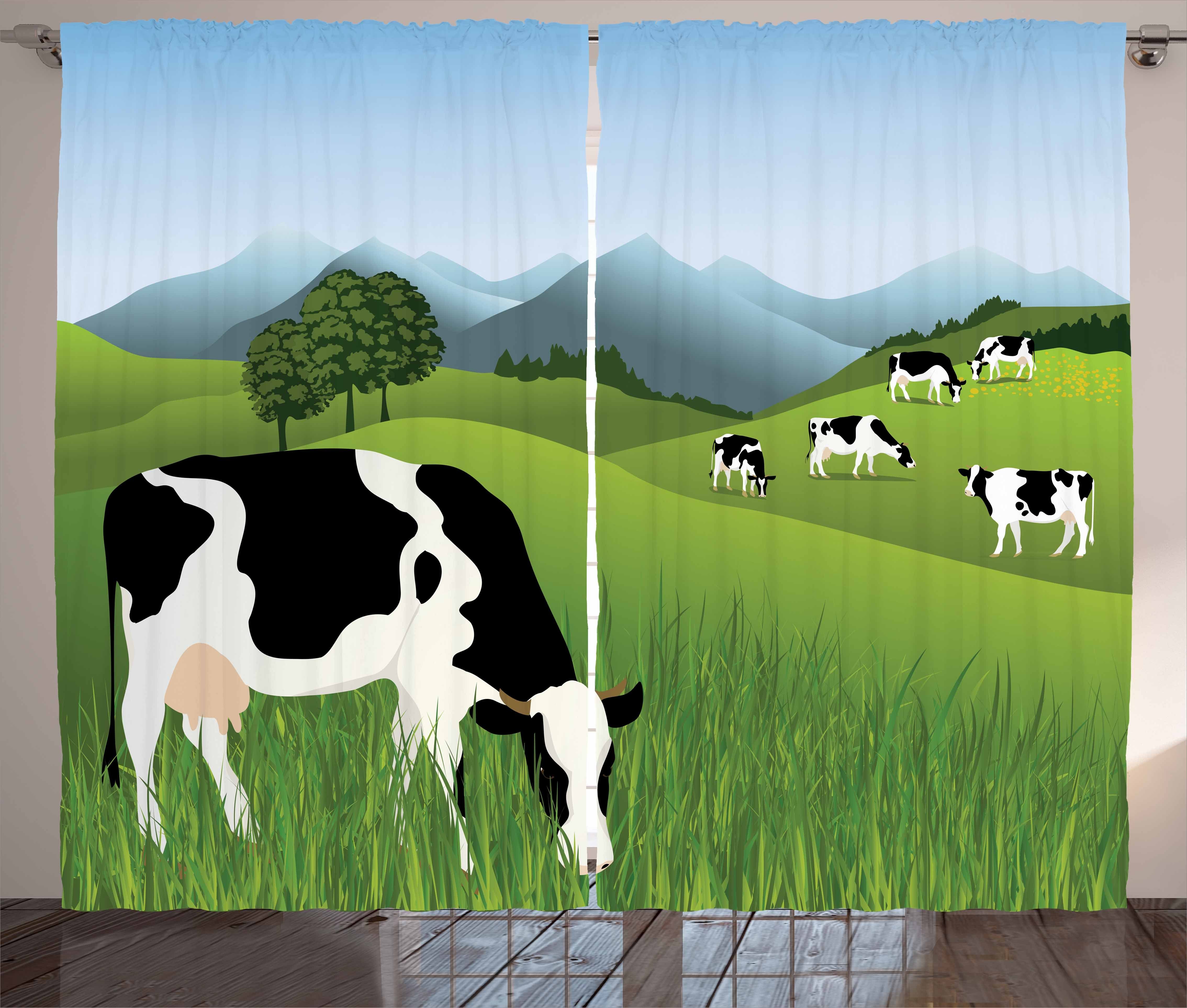 Landschaft Landwirtschaft Gardine Vorhang und Abakuhaus, Kräuselband Schlafzimmer Das Vieh Schlaufen Haken, mit