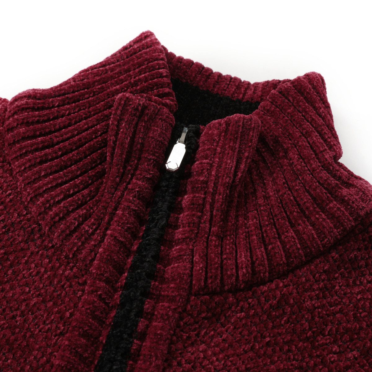 Allthemen Strickjacke mit Stehkragen Cardigan Uni Grobstrick Pullover