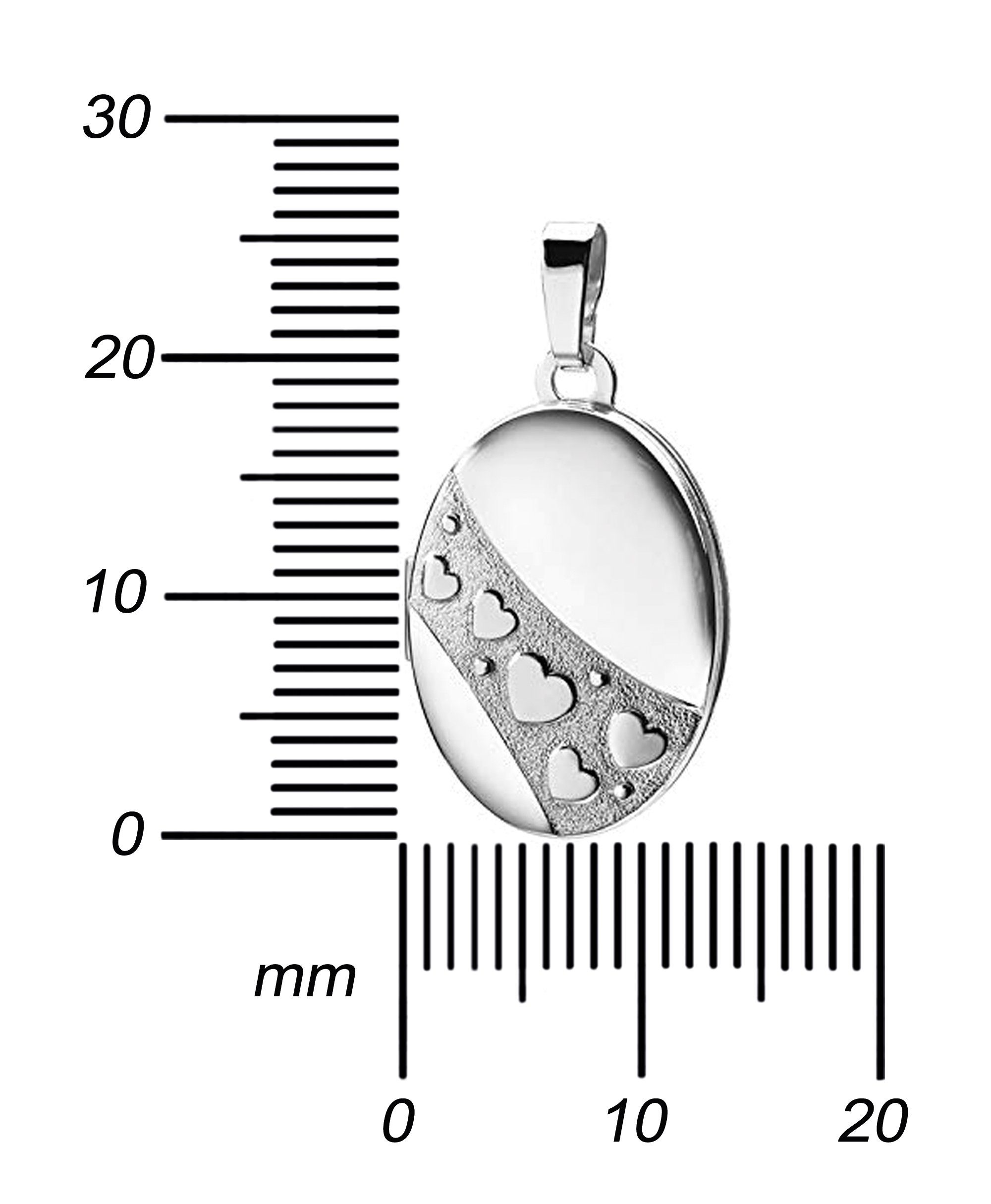 JEVELION Silberkette mit Medaillon oval Herzen-Ornament 925 Silber zum Öffnen für 2 Fotos (Foto Amulett Anhänger, für Damen und Mädchen), Herzkette Sterlingsilb – Bild 4 von 5