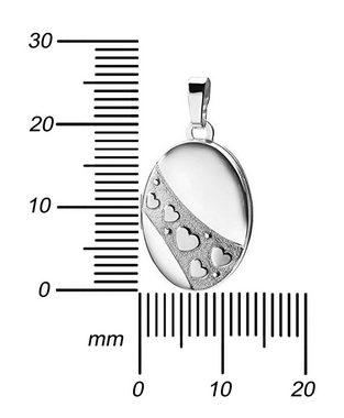JEVELION Silberkette mit Medaillon oval Herzen-Ornament 925 Silber zum Öffnen für 2 Fotos (Foto Amulett Anhänger, für Damen und Mädchen), Herzkette Sterlingsilber - Länge wählbar 36 - 70 cm oder ohne Kette.