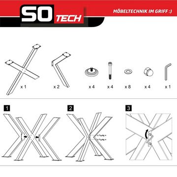 SO-TECH® Tischgestell SPIDER Schwerlast Tischbeine Tischfüße, einfache Montage, H430 x B580 x L980 mm (Couchtisch) schwarz