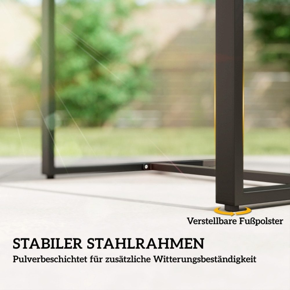 REDOM Sitzgruppe Zwei Sitzstühle und kleiner Tisch mit herausnehmbaren Sitzkissen, (Set, 3-tlg., Gemütliches Bistromöbel für entspannte Stunden im Freien), 55x58x76cm, Dunkelgraues Rattan Gartenmöbel Set mit drei Einzelteilen