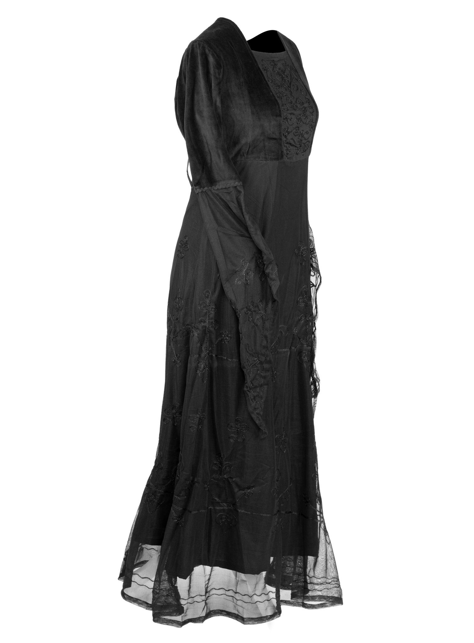 Metamorph Hexen-Kostüm Renaissancekleid mit Tüll schwarz, Hochwertige und authentische Mittelalterkleidung zu unschlagbar günst