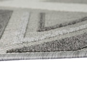 Outdoorteppich Sisal In- & Outdoor Teppich modernes 3d Dreiecksmuster abstrakt creme grau, Teppich-Traum, rechteckig, Höhe: 10 mm