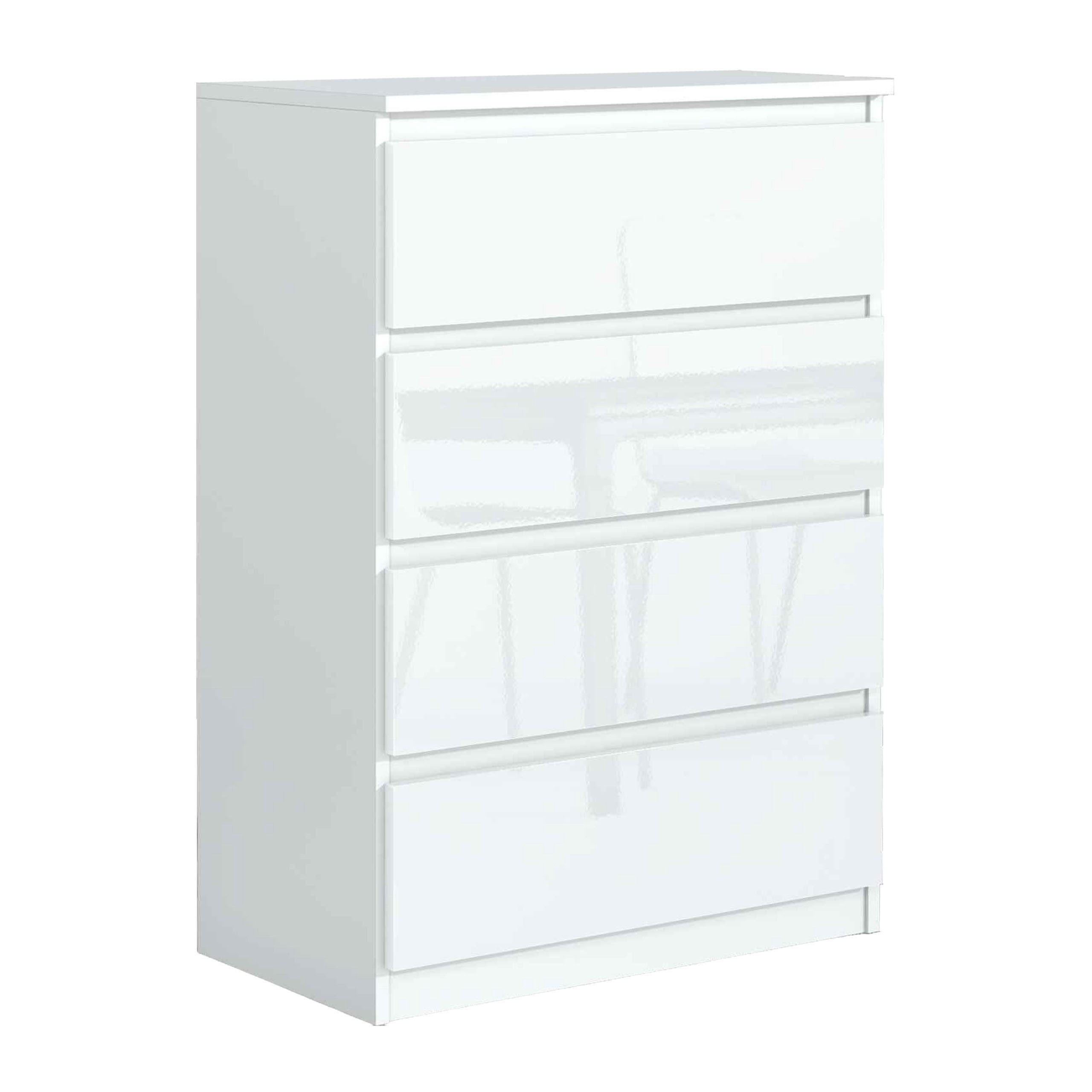 Masseno Kommode NUDO 70 cm Sideboard mit 4 Schubladen Weiß