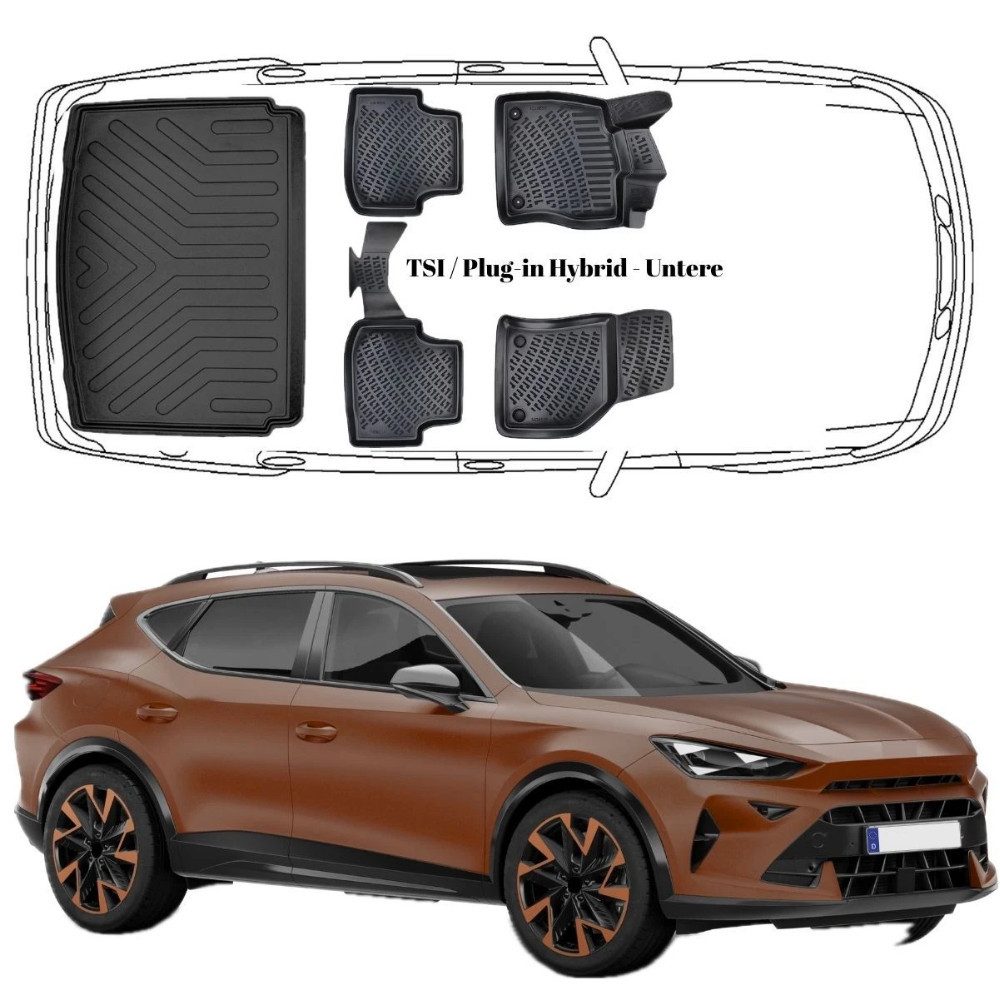 Trimak Passform-Fußmatten Oder Kofferraumwanne Oder Set Cupra Formentor, Cupra Formentor Benzin/Dizel/PHEV ab 2020 Fuss & Unt Kofferraummatte