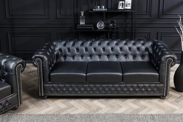 riess-ambiente 3-Sitzer CHESTERFIELD 205cm schwarz, Einzelartikel 1 Teile, Wohnzimmer · Sofa · Kunstleder · Holz · Federkern · Design