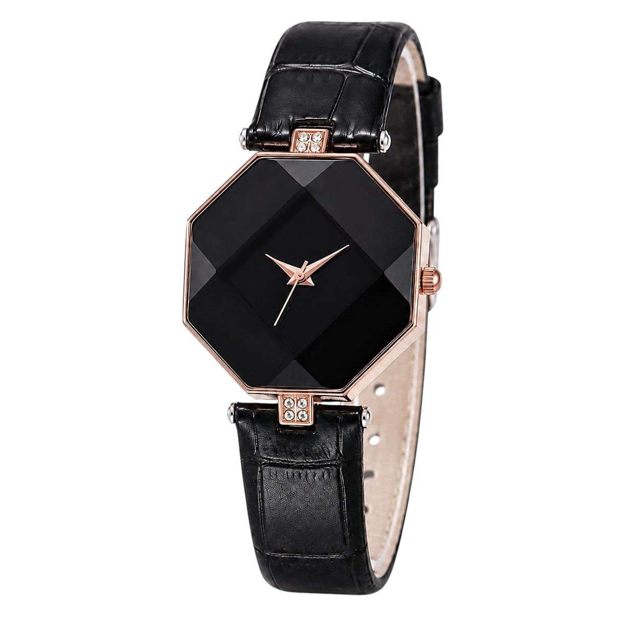 Taffstyle Quarzuhr Elegante Damenuhr mit achteckigem Gehäuse und facettierter Glasoptik, (Stilvolle Analoguhr als Schmuckaccessoire für Alltag Büro und Anlässe)