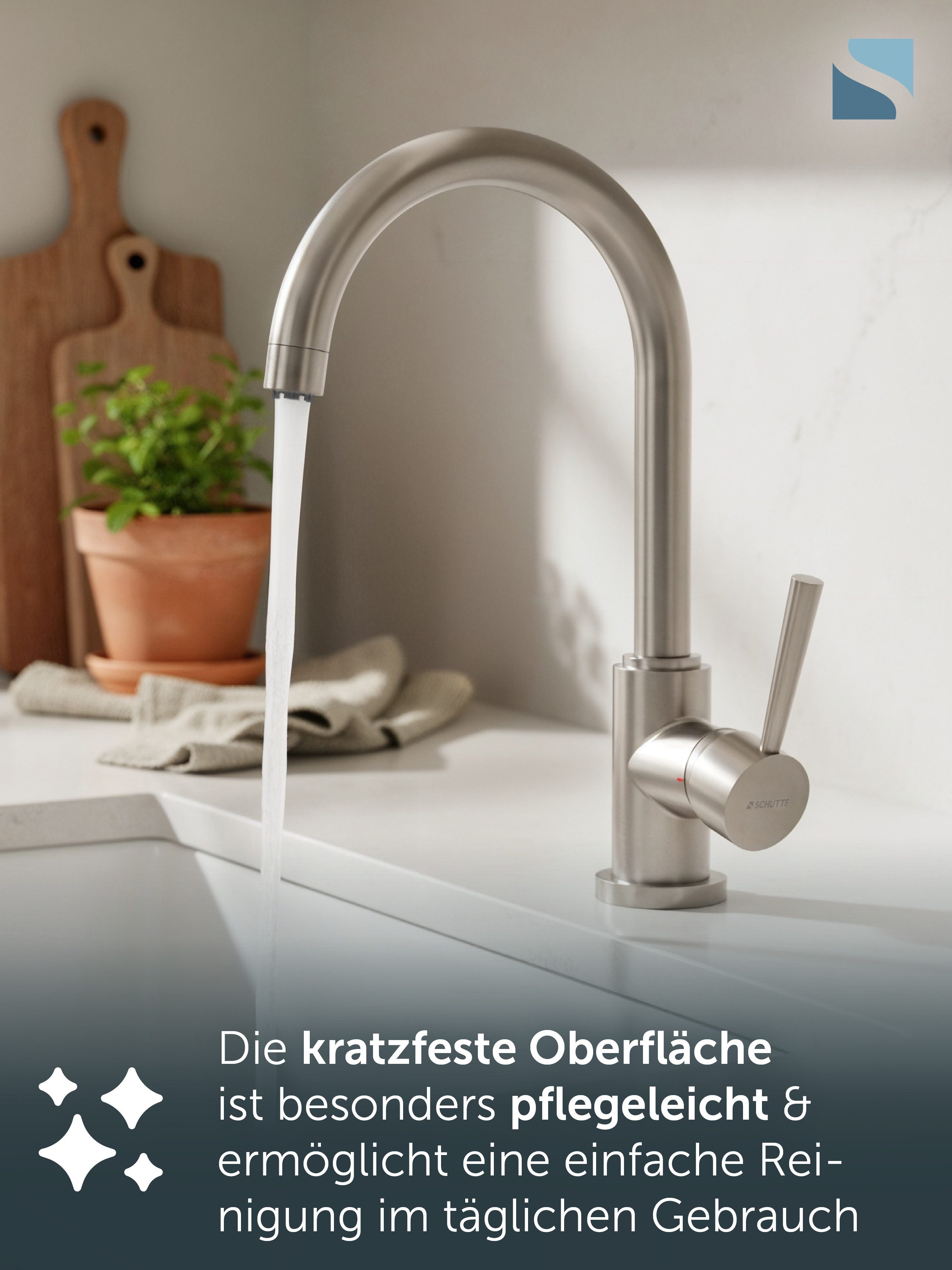 Schütte Spültischarmatur Cornwall Niederdruckarmatur, Dripless, 360° schwenkbar, Marken-Strahlregler – Bild 5 von 5