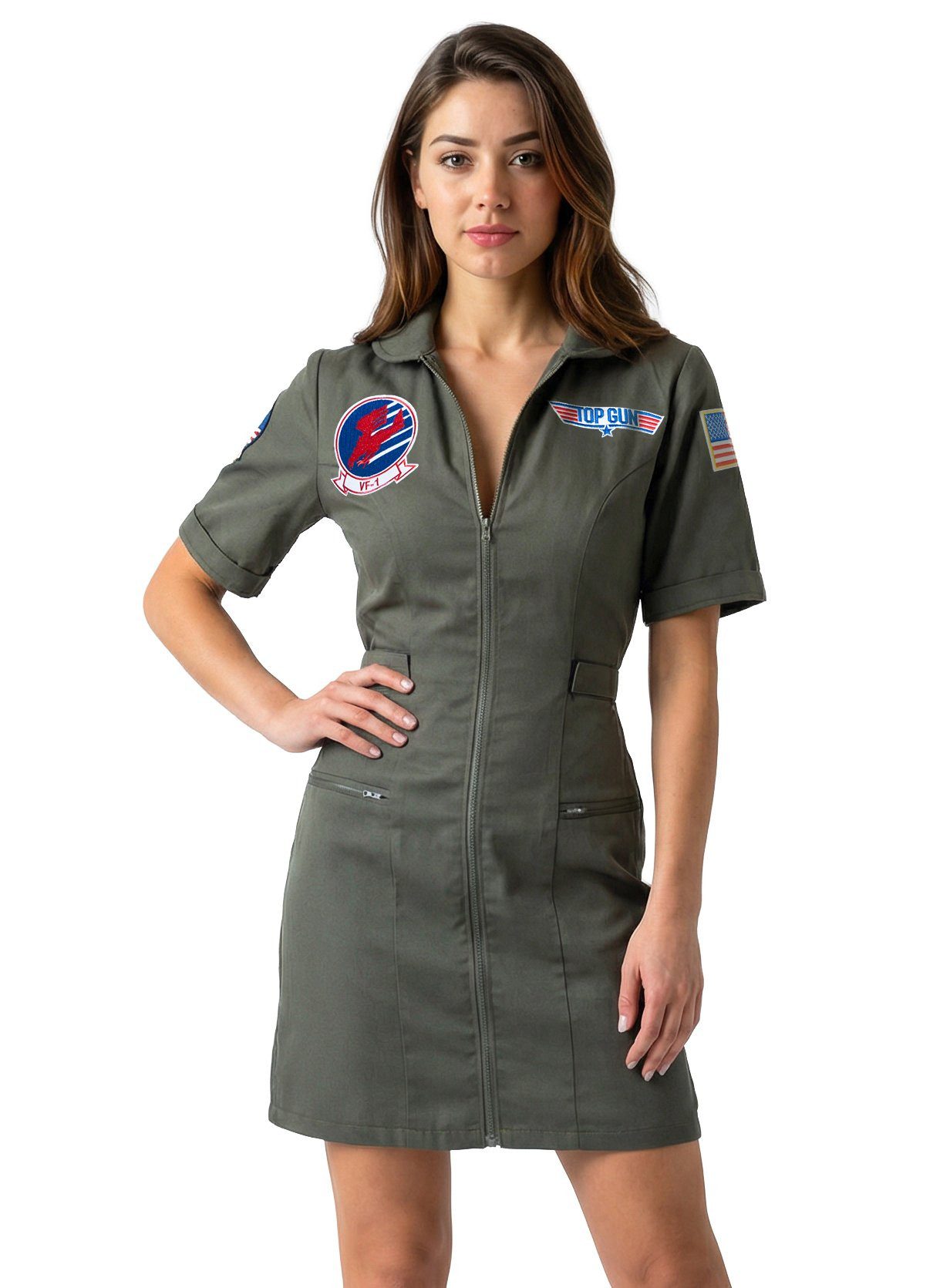 Maskworld Kostüm Top Gun Kleid - Karneval Faschingskostüm Damen, riginal lizenziertes Pilotenkostüm zum Kult-Film 'Top Gun' von MASKWO