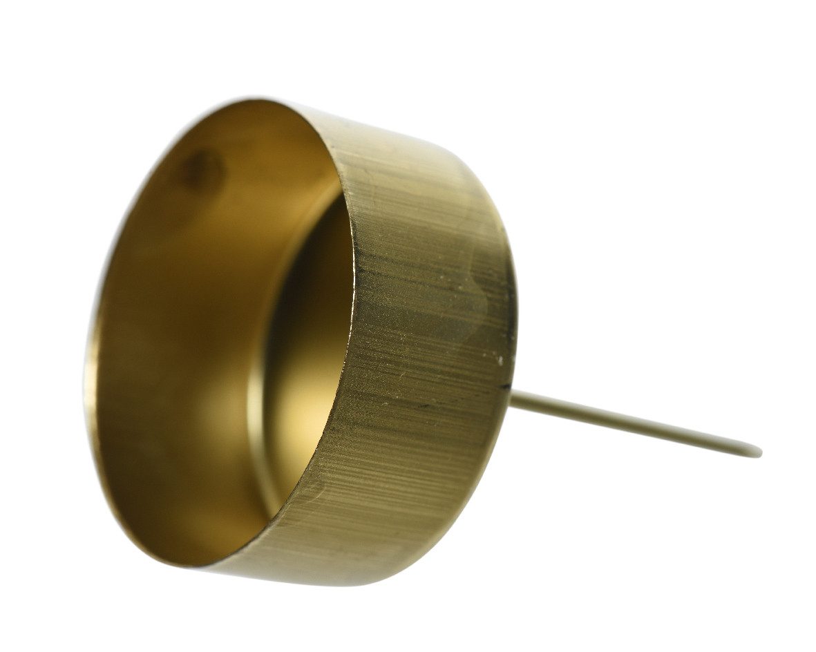 Kaemingk Teelichthalter, Teelichthalter Adventskranz Metall 4,2cm mit Dorn hellgold, 4 Stück