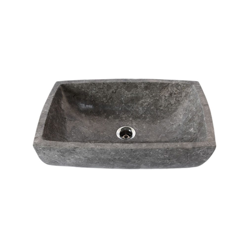 wohnfreuden Aufsatzwaschbecken Marmor Waschbecken MARA 50 cm grau rechteckig (Kein Set), 53_5853