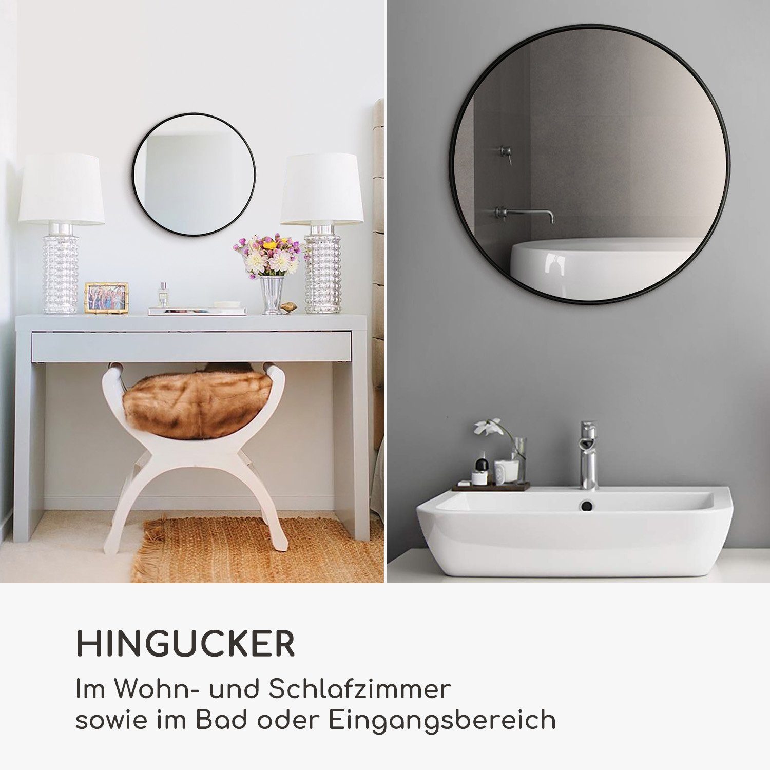 40 Chic cm Ø Wandspiegel Casa Schwarz Spiegel Fournier | Schwarz