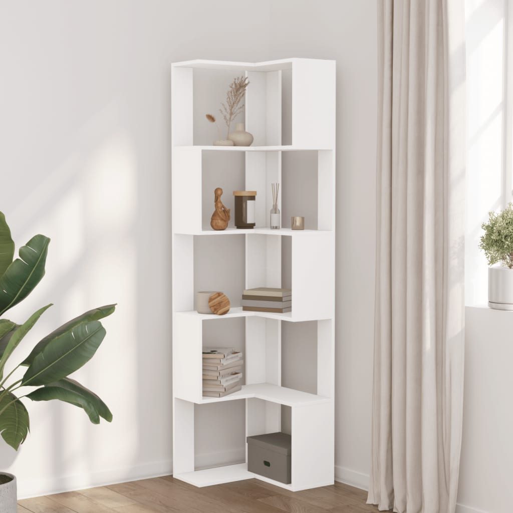 vidaXL Bücherregal Eck-Bücherregal 5 Böden Weiß günstig online kaufen