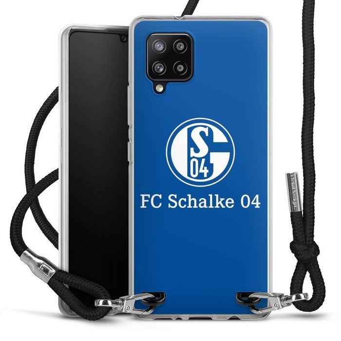 DeinDesign Handyhülle FC Schalke 04 Offizielles Lizenzprodukt S04 FC Schalke 04 Blau Samsung Galaxy A42 5G Handykette Hülle mit Band Case zum Umhängen