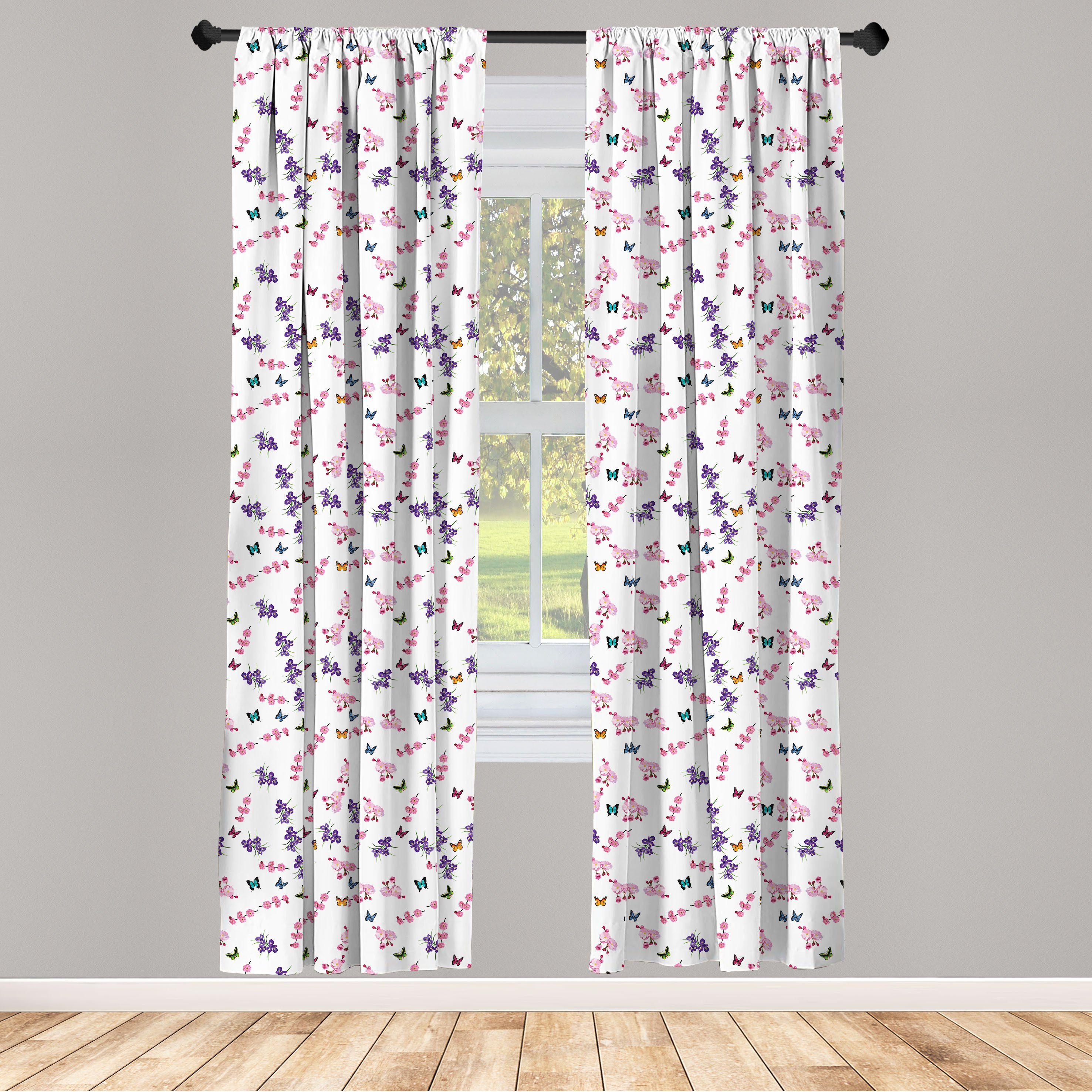 Gardine Vorhang für Wohnzimmer Schlafzimmer Dekor, Abakuhaus, Microfaser, Blume Zier Feminine Corsage