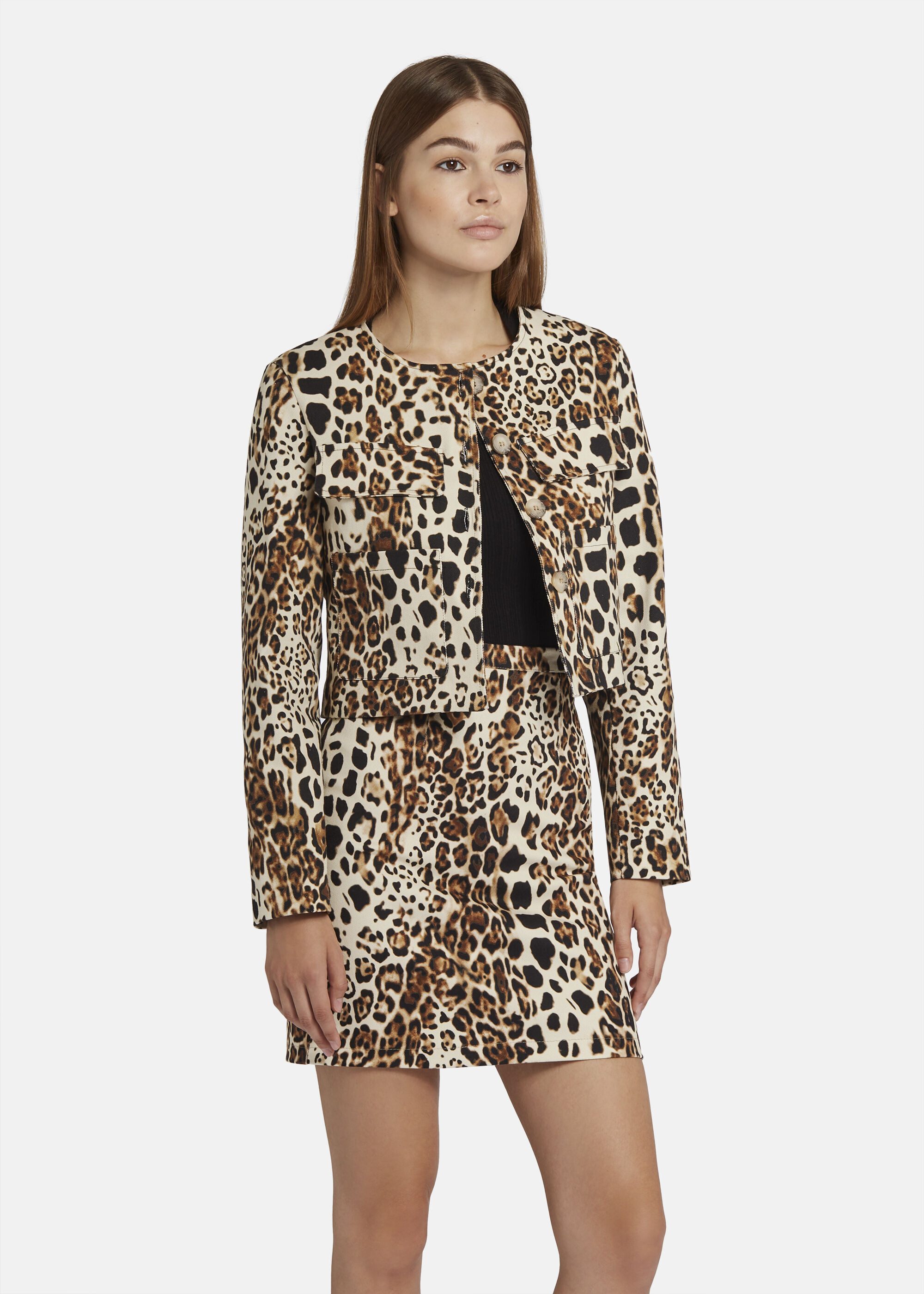 Nicowa Jackenblazer NICEO (1-tlg) aus hochwertigem Twillmaterial in Leoprint