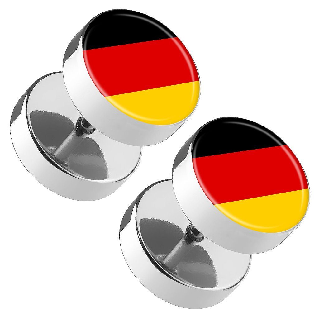 Taffstyle Piercing-Set Piercing Ohrstecker Fussball EM & WM Länderflagge, Runde Ohrringe Fakeb Plug Flesh Tunnel Platte Fanartikel Deutschland