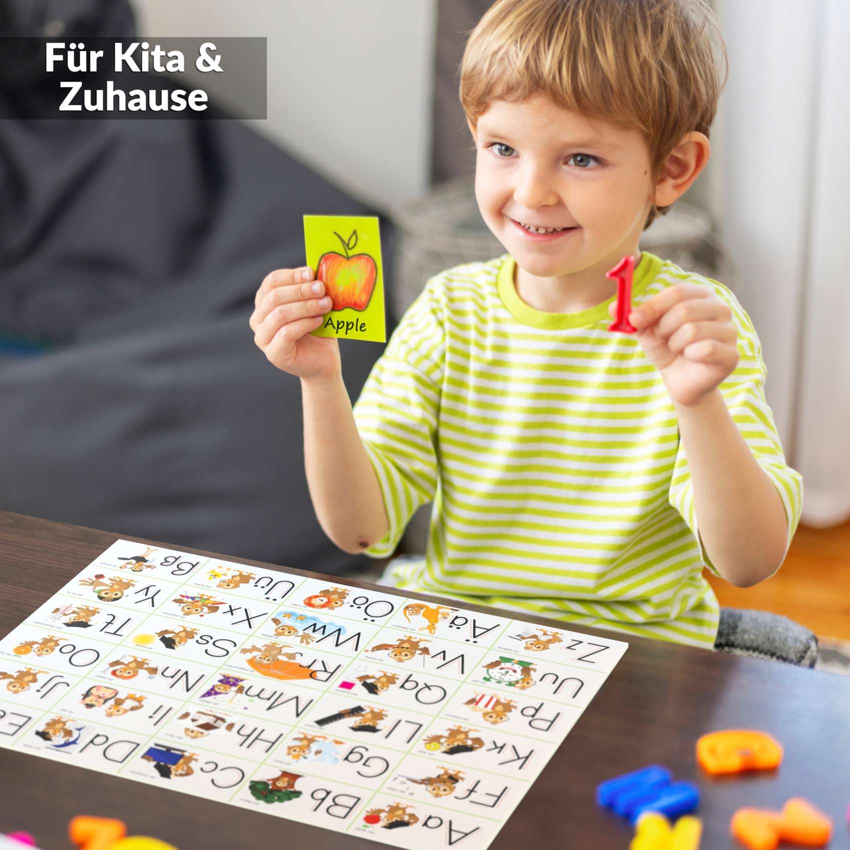 ANRO Platzset DEIN Platzdeckchen Servierdeckchen Soft Tischset Tellerunterleger, (Einzelstück, 1-St., einzelverpackt), Glatt, leichte Narbung 50x35cm Alphabet