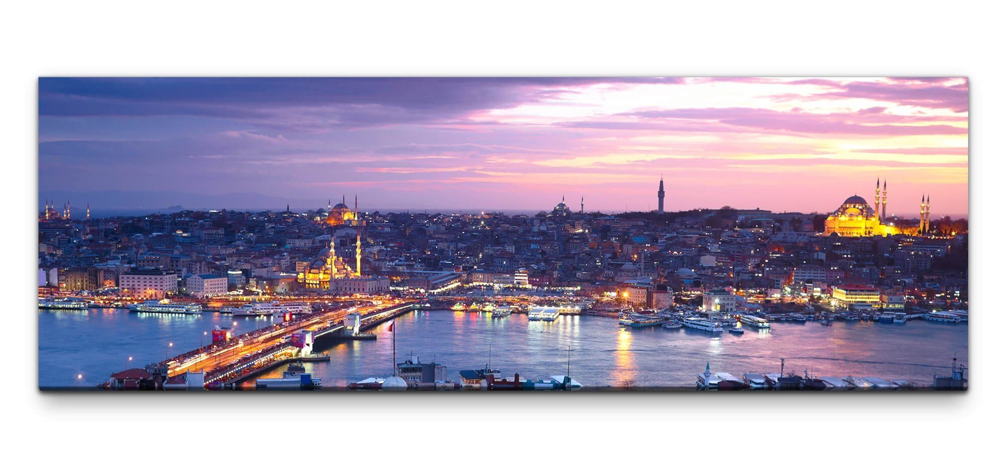 möbel-direkt.de Leinwandbild Bilder XXL Istanbul am Abend Wandbild auf Leinwand