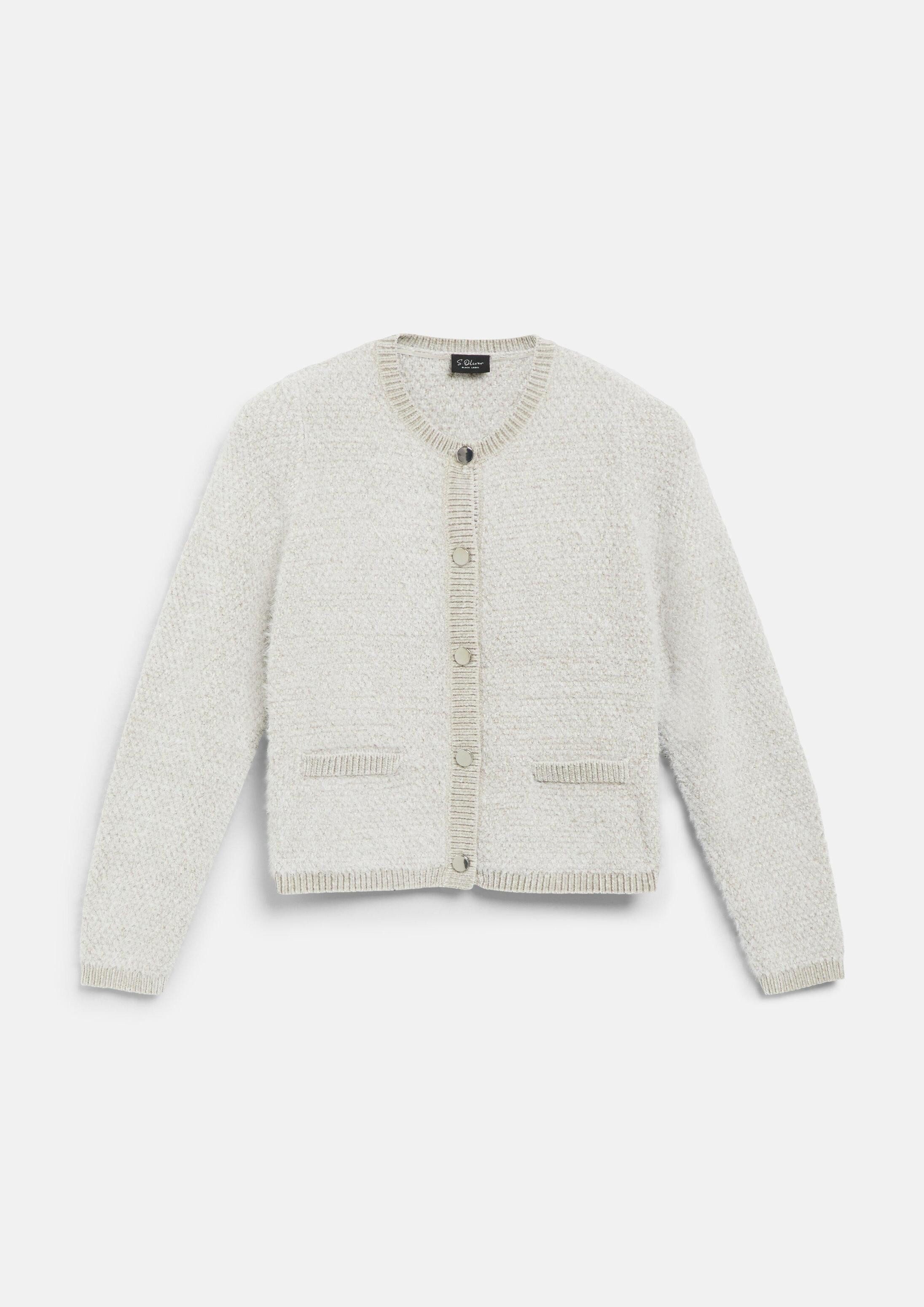 s.Oliver Cardigan Strickjacke Flauschige Strickjacke mit Schmuckknöpfen