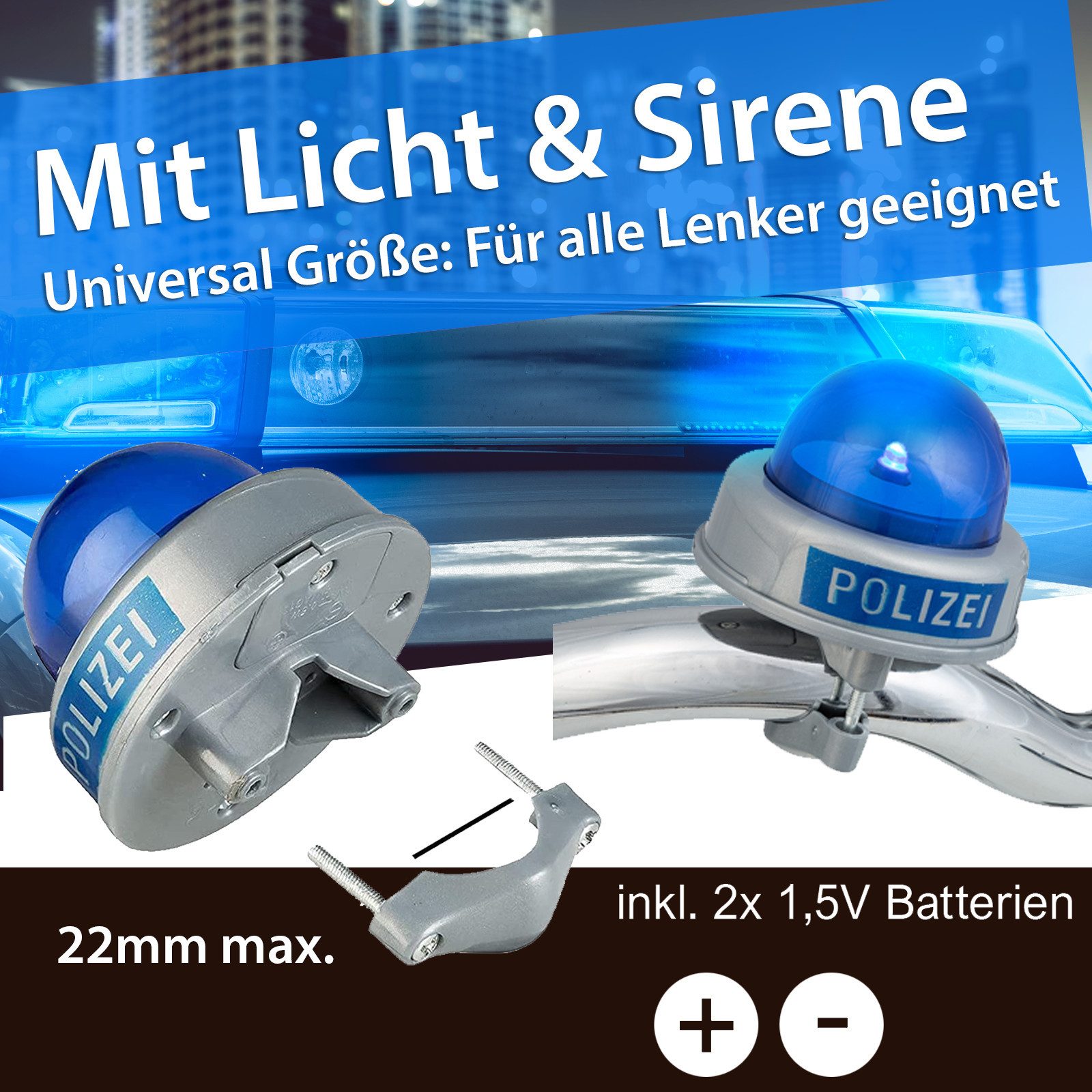 Smart-Planet Stumpenkerze Fahrradklingel Polizei Kinder Fahrradklingel günstig online kaufen