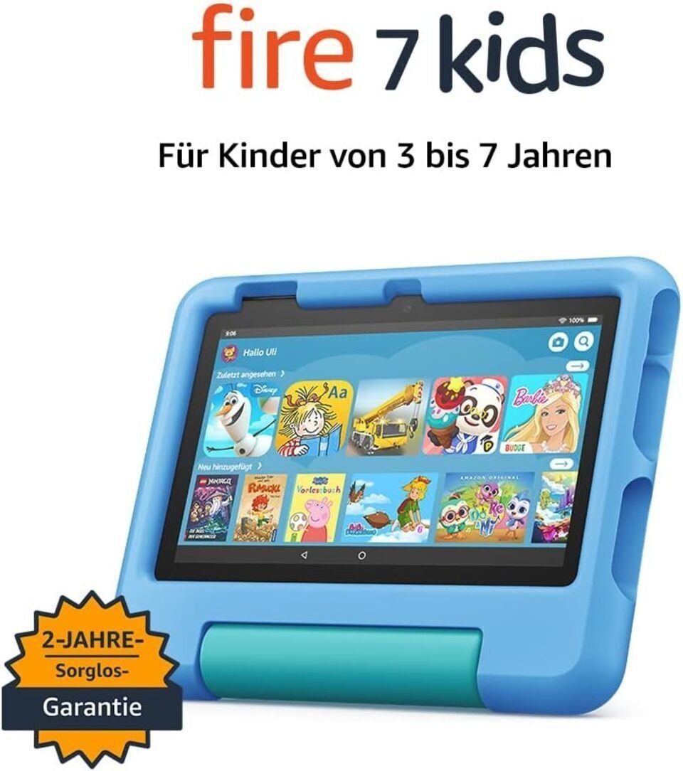 Fire 7 Kids-Tablet, 7-Zoll-Display, für Kinder von 3 bis 7 Jahren, 16 GB Grafiktablett Blau