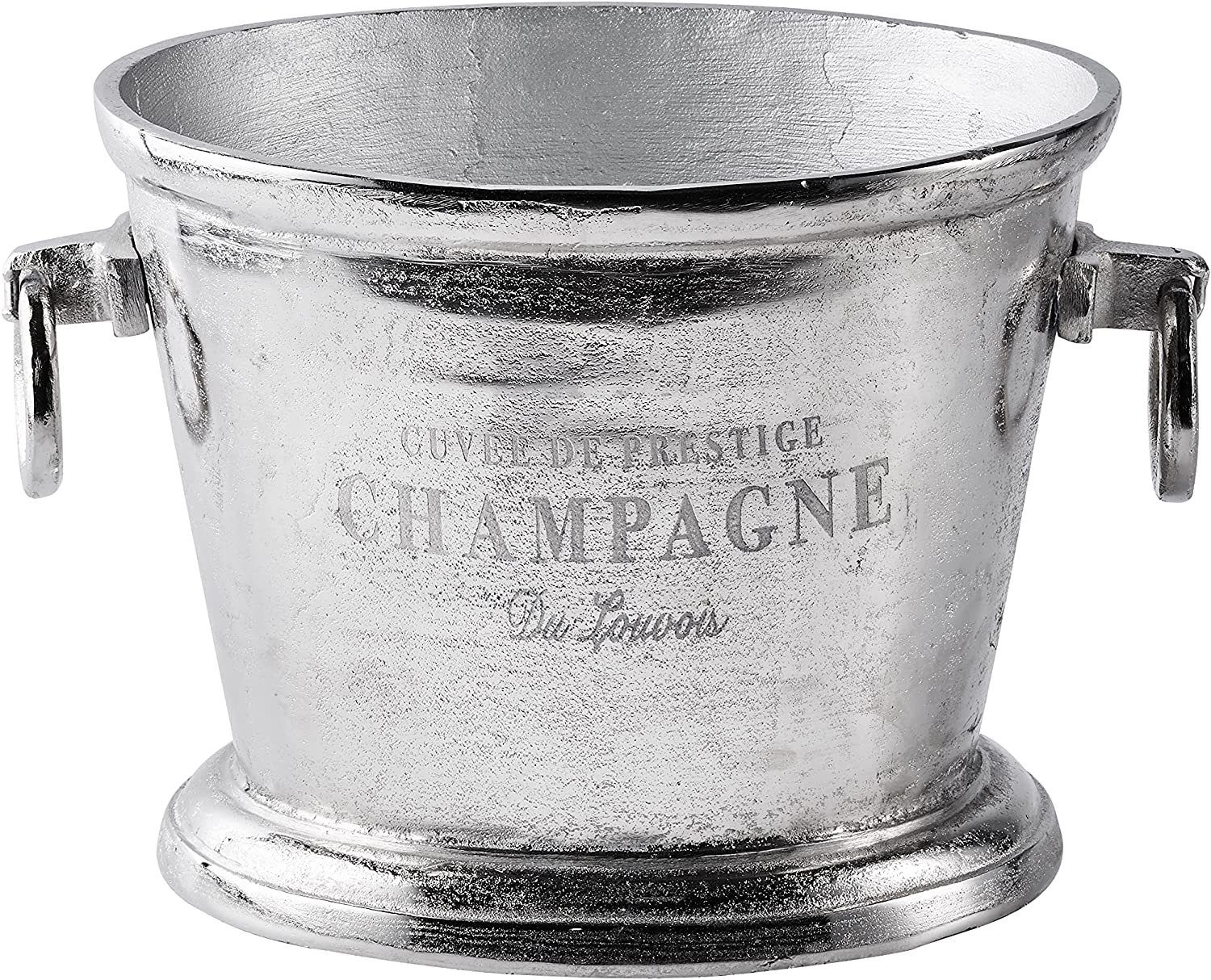 Wein- und Sektkühler Champagnerkühler Flaschenkühler Metall Alu Silber - XXL 38 cm