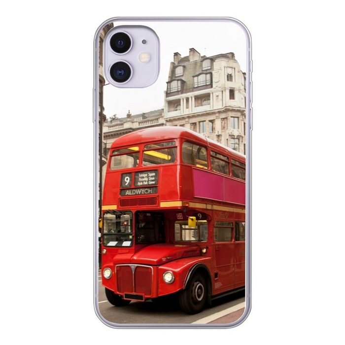 MuchoWow Handyhülle Ein roter Doppeldeckerbus in London Handyhülle Apple iPhone 11 Smartphone-Bumper Print Handy