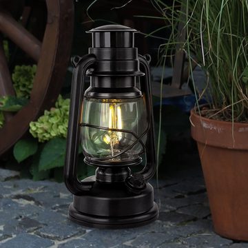 etc-shop Dekolicht, LED-Leuchtmittel fest verbaut, Warmweiß, LED Dekorartikel Sturmlaterne Schwarz Dimmbar Garten Terrasse Balkon