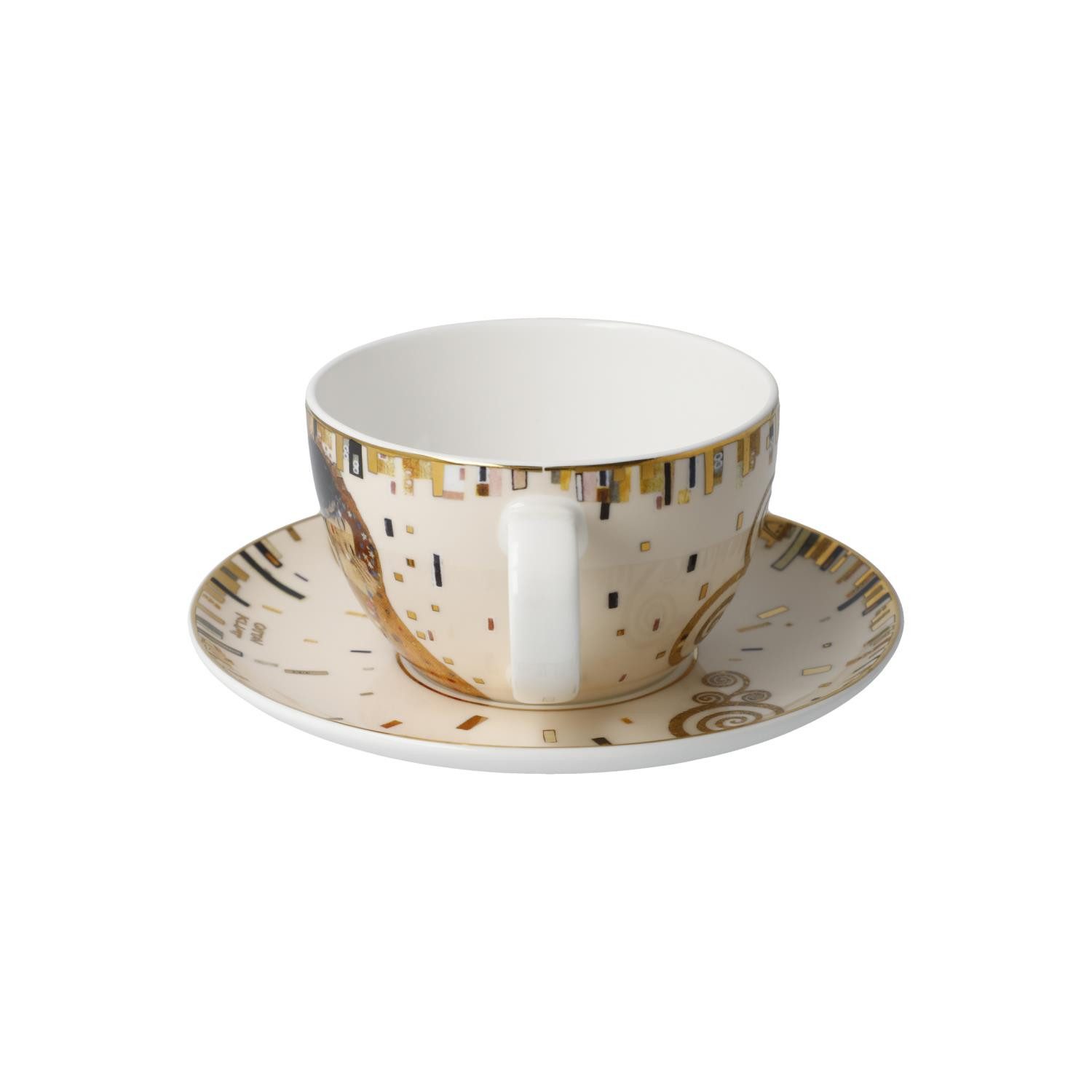 Goebel Tasse Gustav Klimt, Porzellan, Echtgolddekor, Gold, Der Kuss, H: 7cm