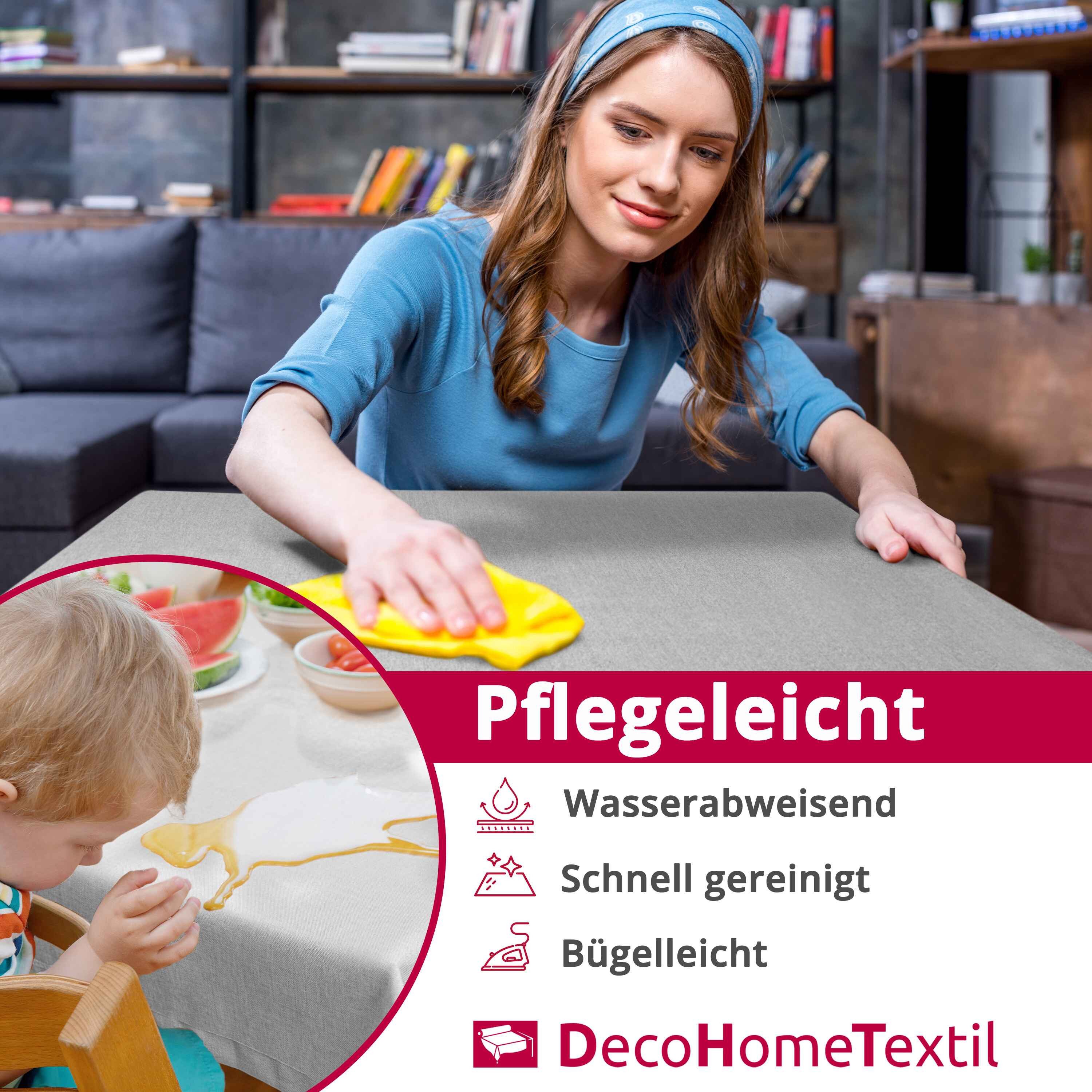 DecoHomeTextil Heimtextilmanufaktur Tischdecke Leinen Optik Tischdecke Tisc günstig online kaufen