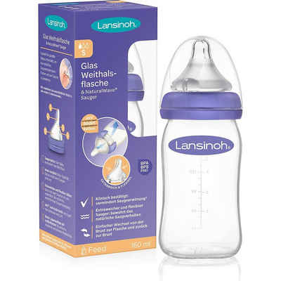 Lansinoh Babyflasche »Weithalsflasche mit NaturalWave™ Sauger Gr. S,«