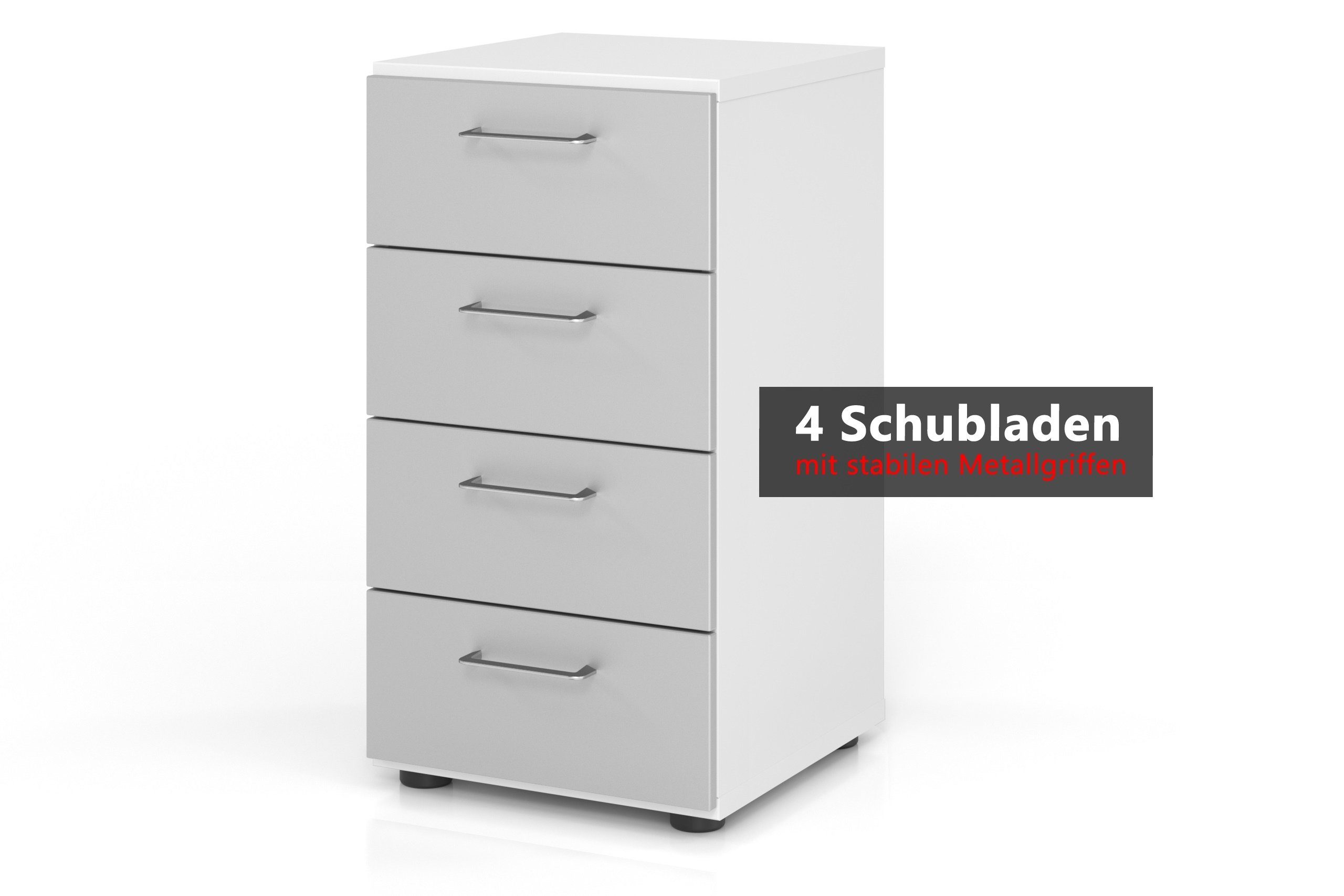 Grau/Silber - bümö Schubladen 4 Schrank smart Schübe Aktenschrank Dekor: