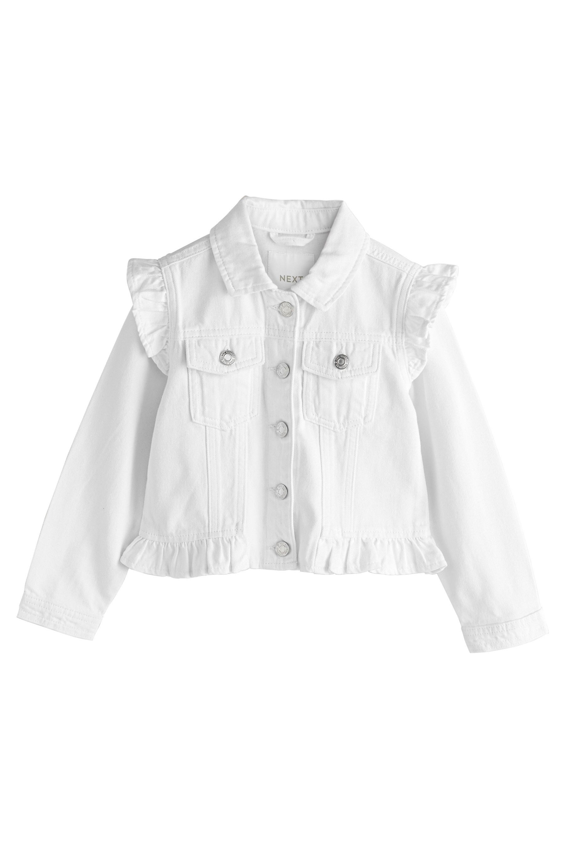 Next Jeansjacke Jeansjacke mit Schulterrüschen (1-St)