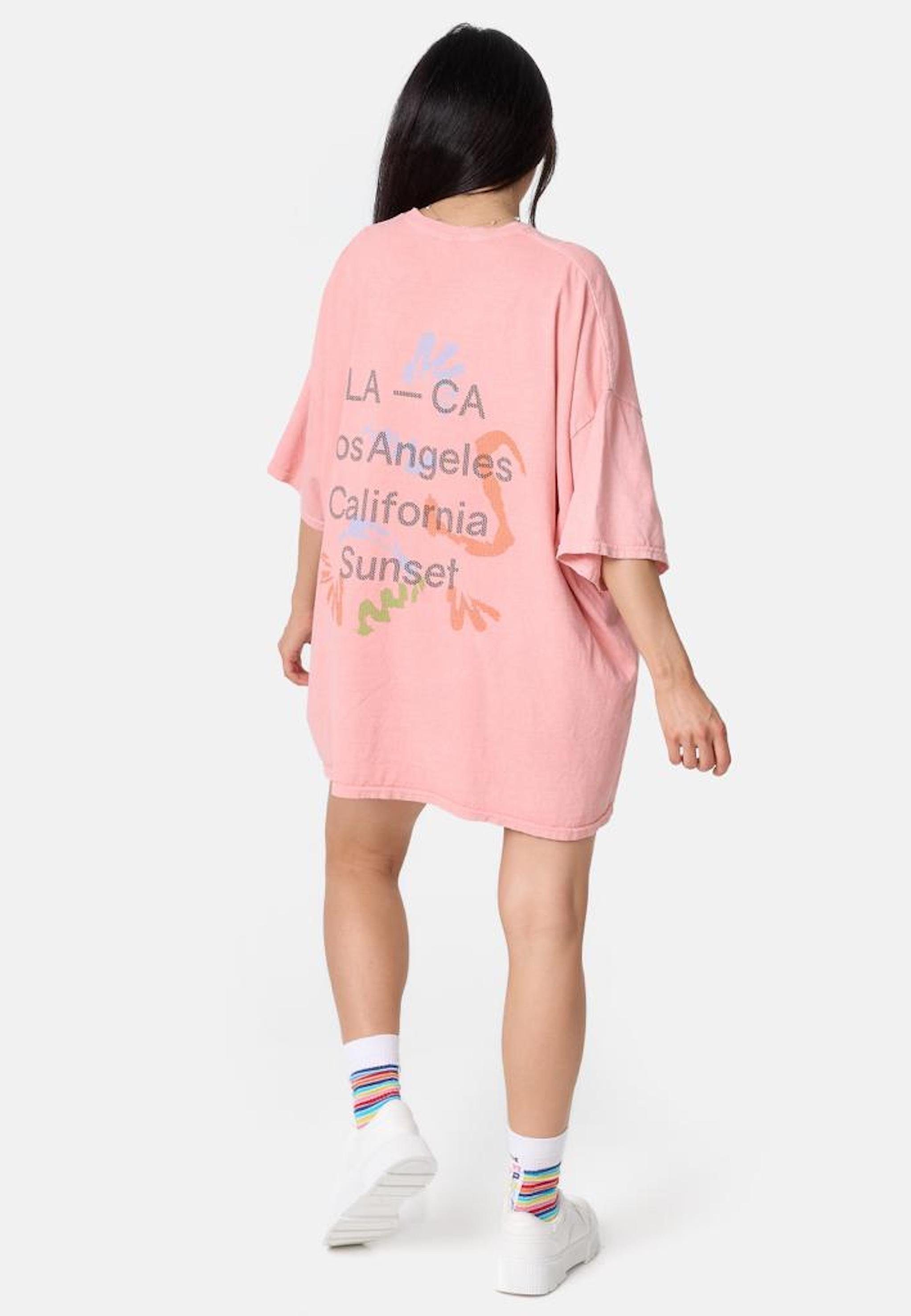 Worldclassca Print-Shirt Worldclassca Oversized T-SHIRT LA Print Washed Tee Sommer Oberteil Neu