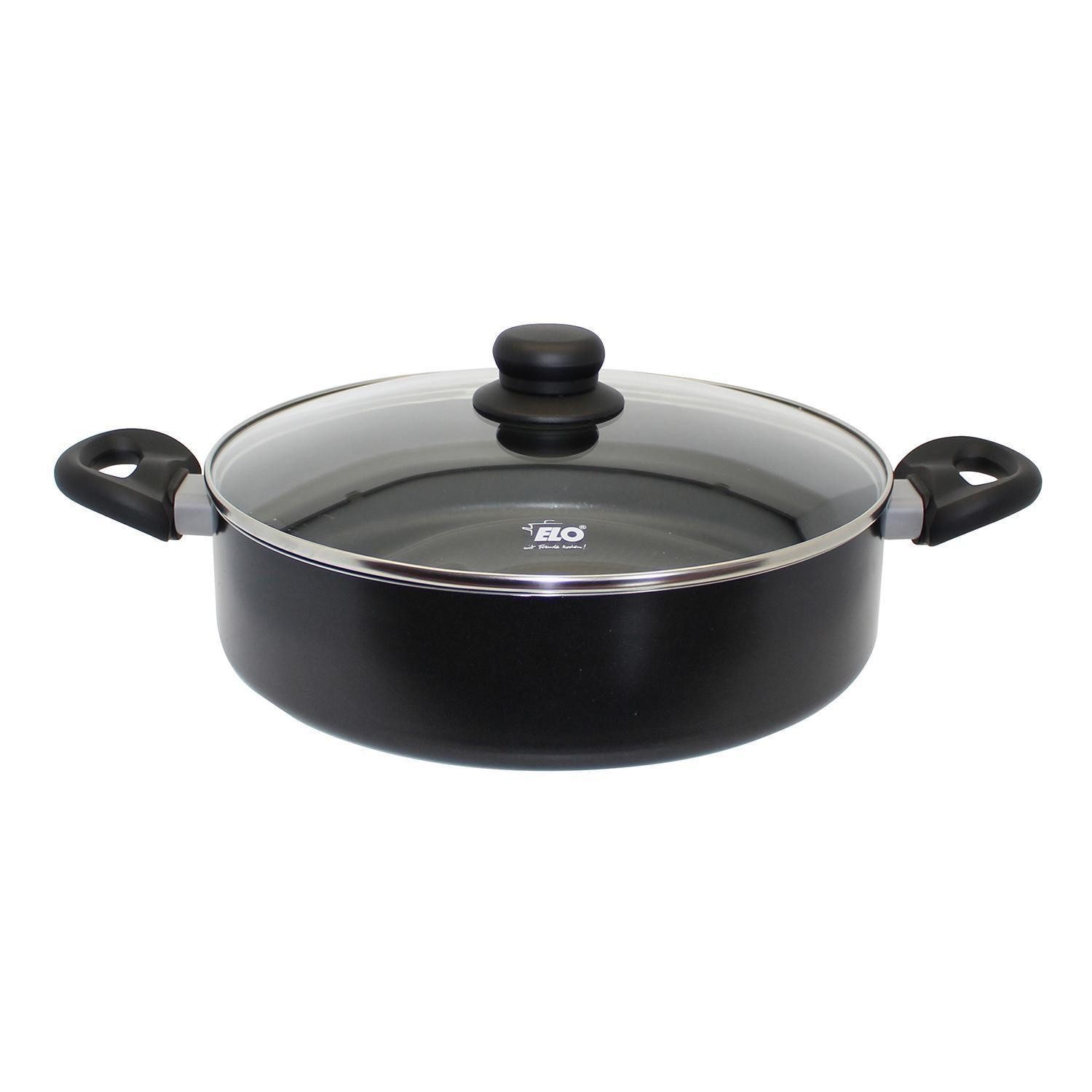 Elo Servierpfanne SMART LIFE, Ø 28 cm, Schwarz, mit Glasdeckel, Aluminium, Antihaftbeschichtung